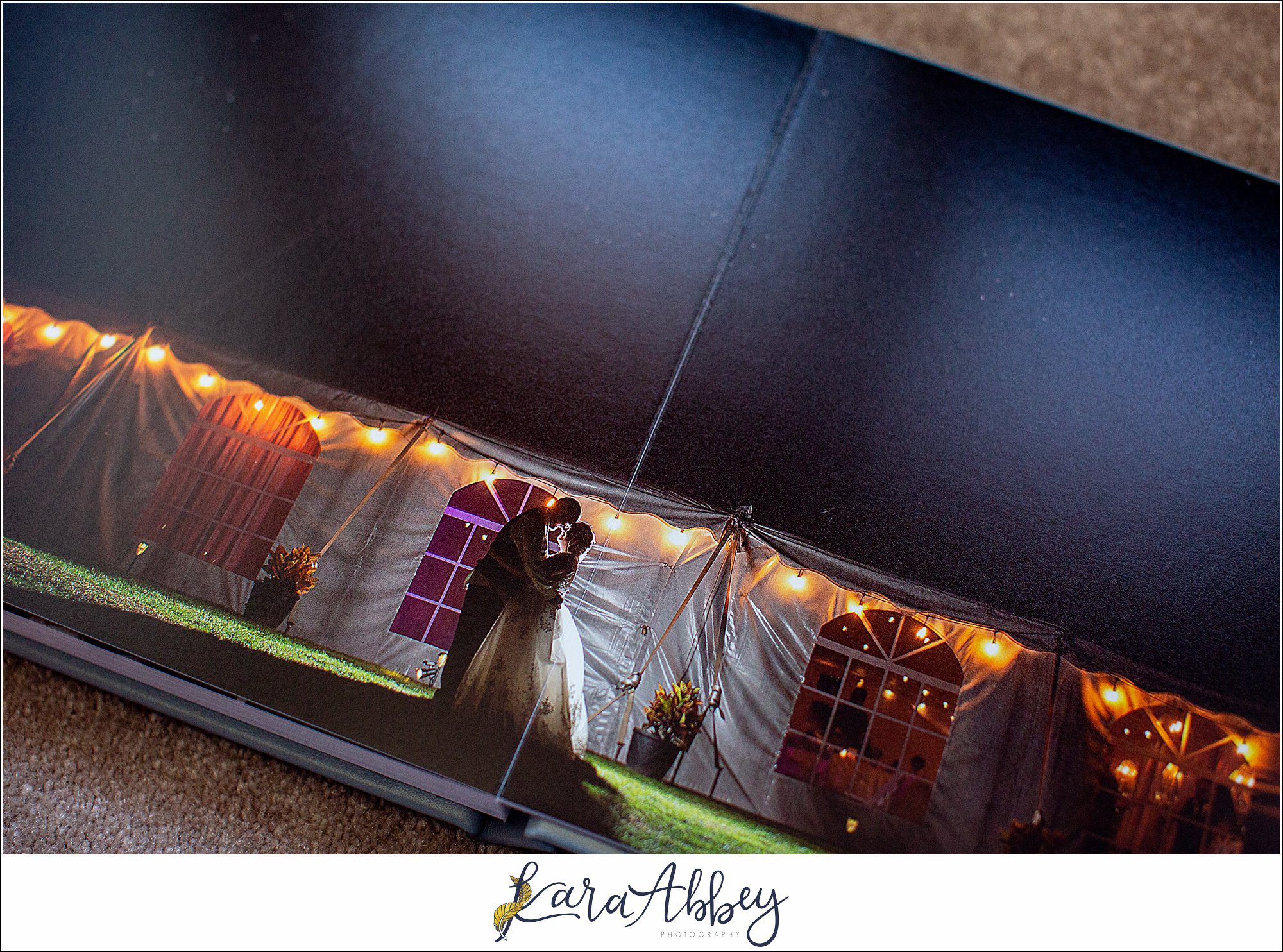 Fine Art Pearlescent Blue Leather Wedding Album from Linden Hall Fall Wedding