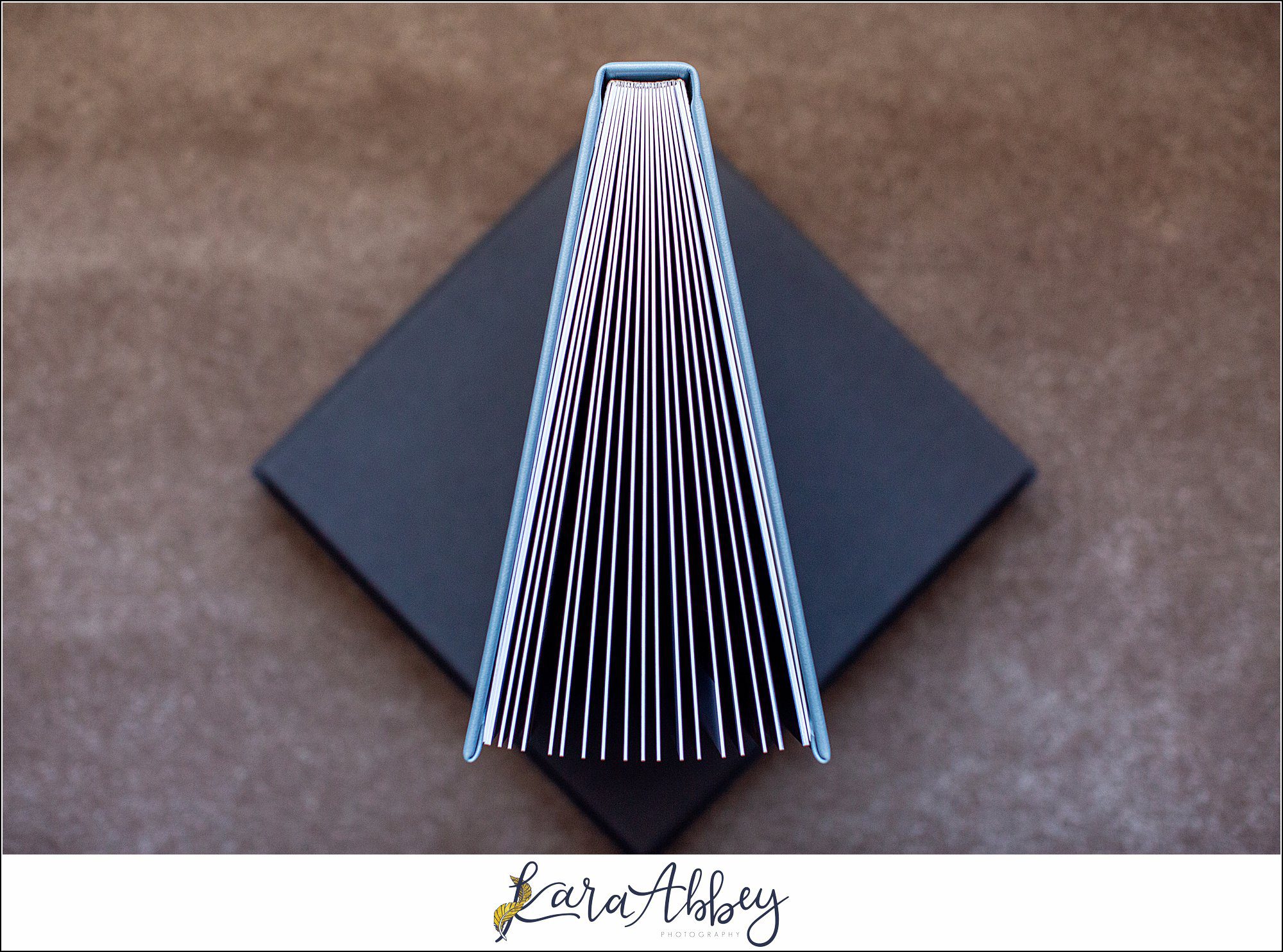 Fine Art Pearlescent Blue Leather Wedding Album from Linden Hall Fall Wedding