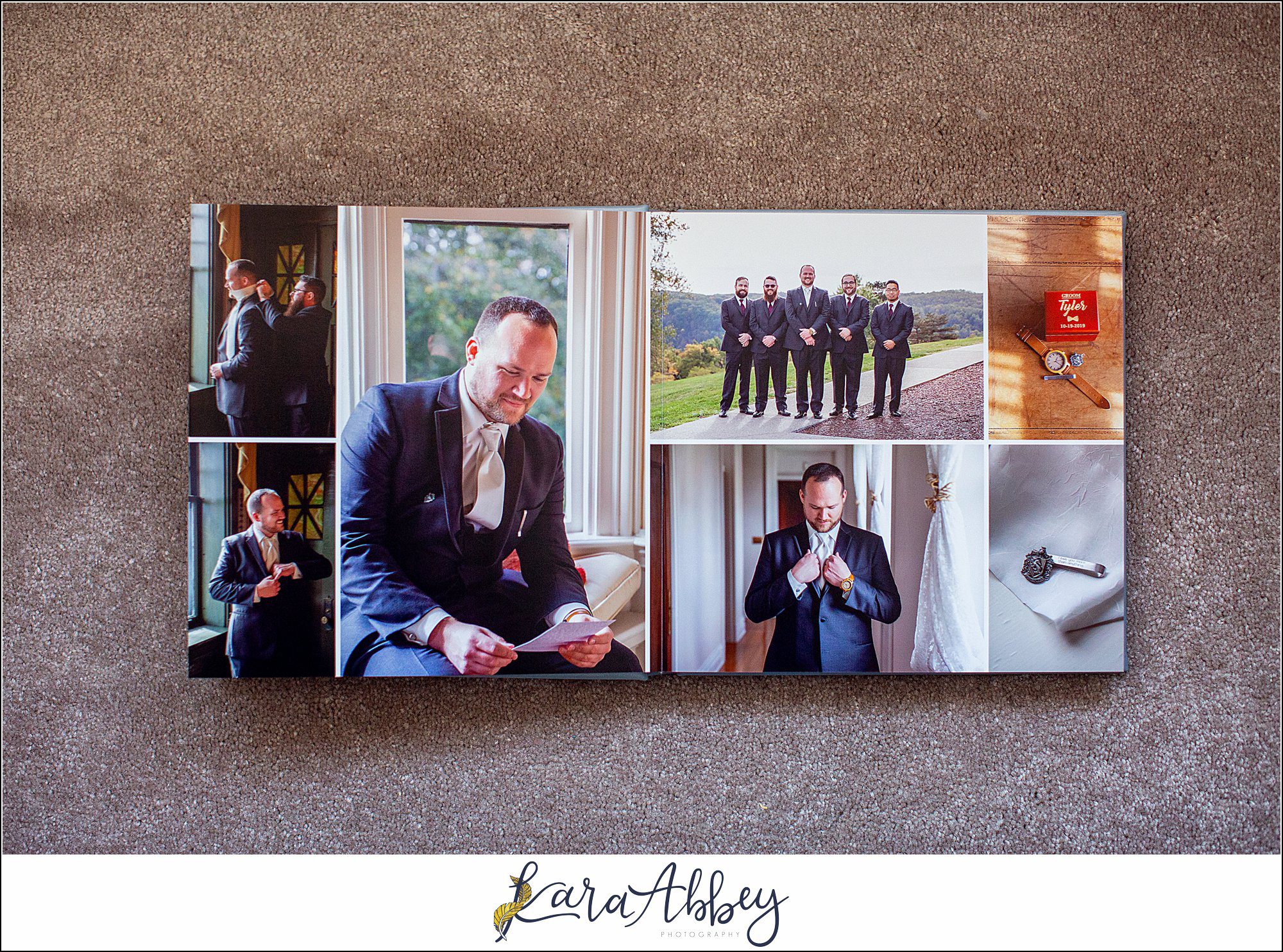 Fine Art Pearlescent Blue Leather Wedding Album from Linden Hall Fall Wedding