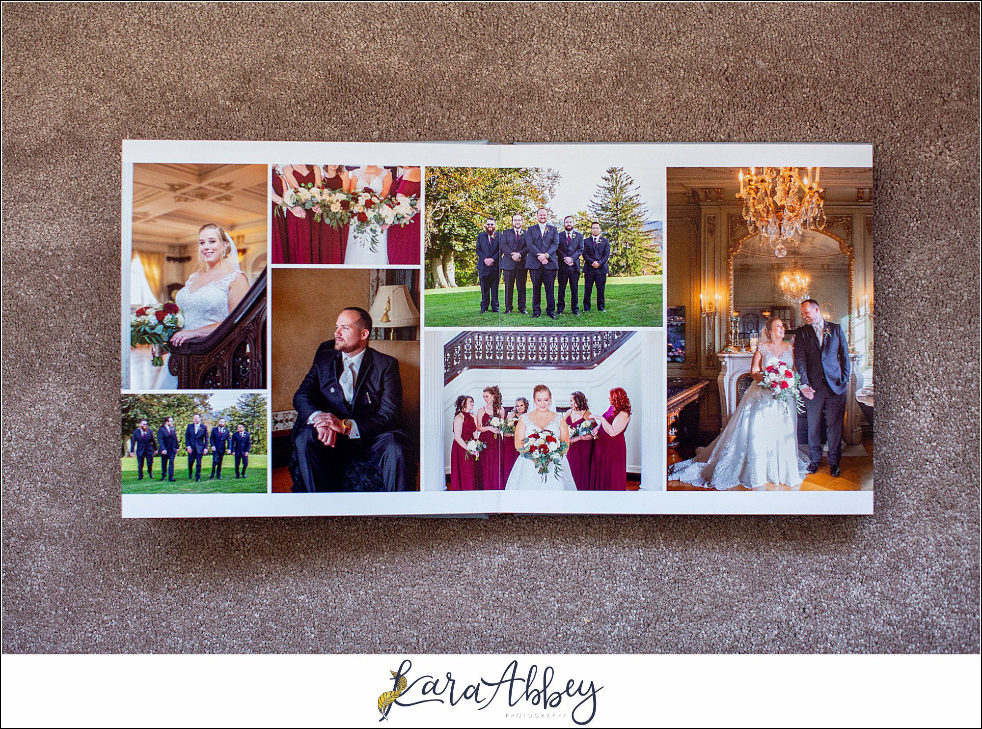 Fine Art Pearlescent Blue Leather Wedding Album from Linden Hall Fall Wedding