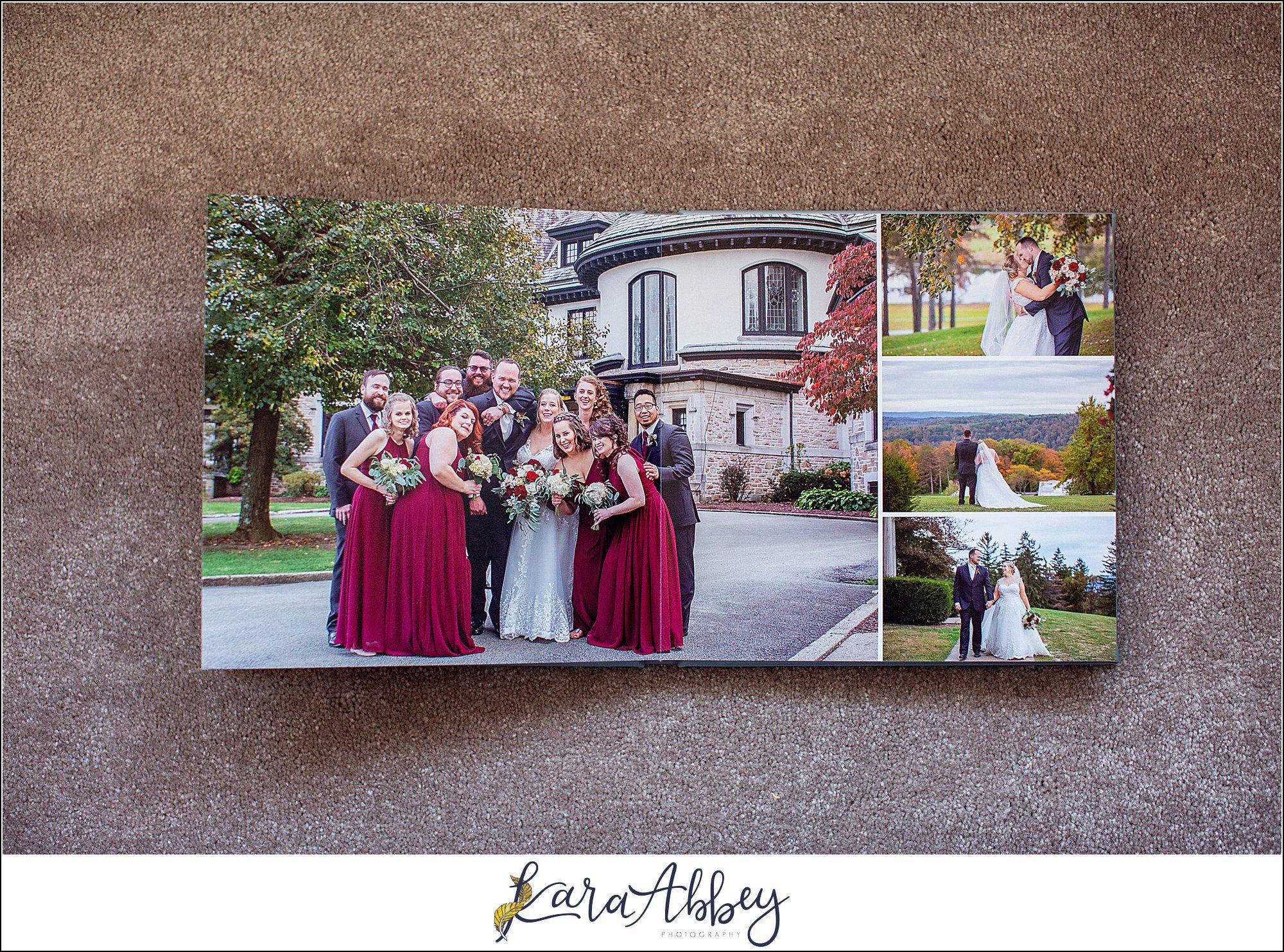 Fine Art Pearlescent Blue Leather Wedding Album from Linden Hall Fall Wedding
