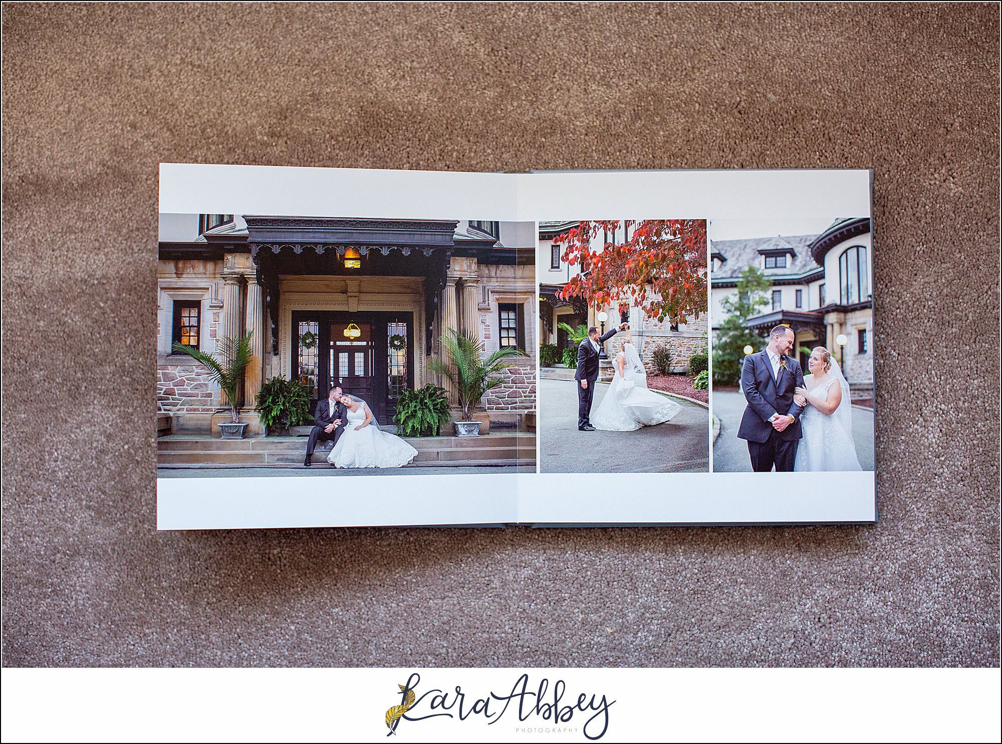 Fine Art Pearlescent Blue Leather Wedding Album from Linden Hall Fall Wedding