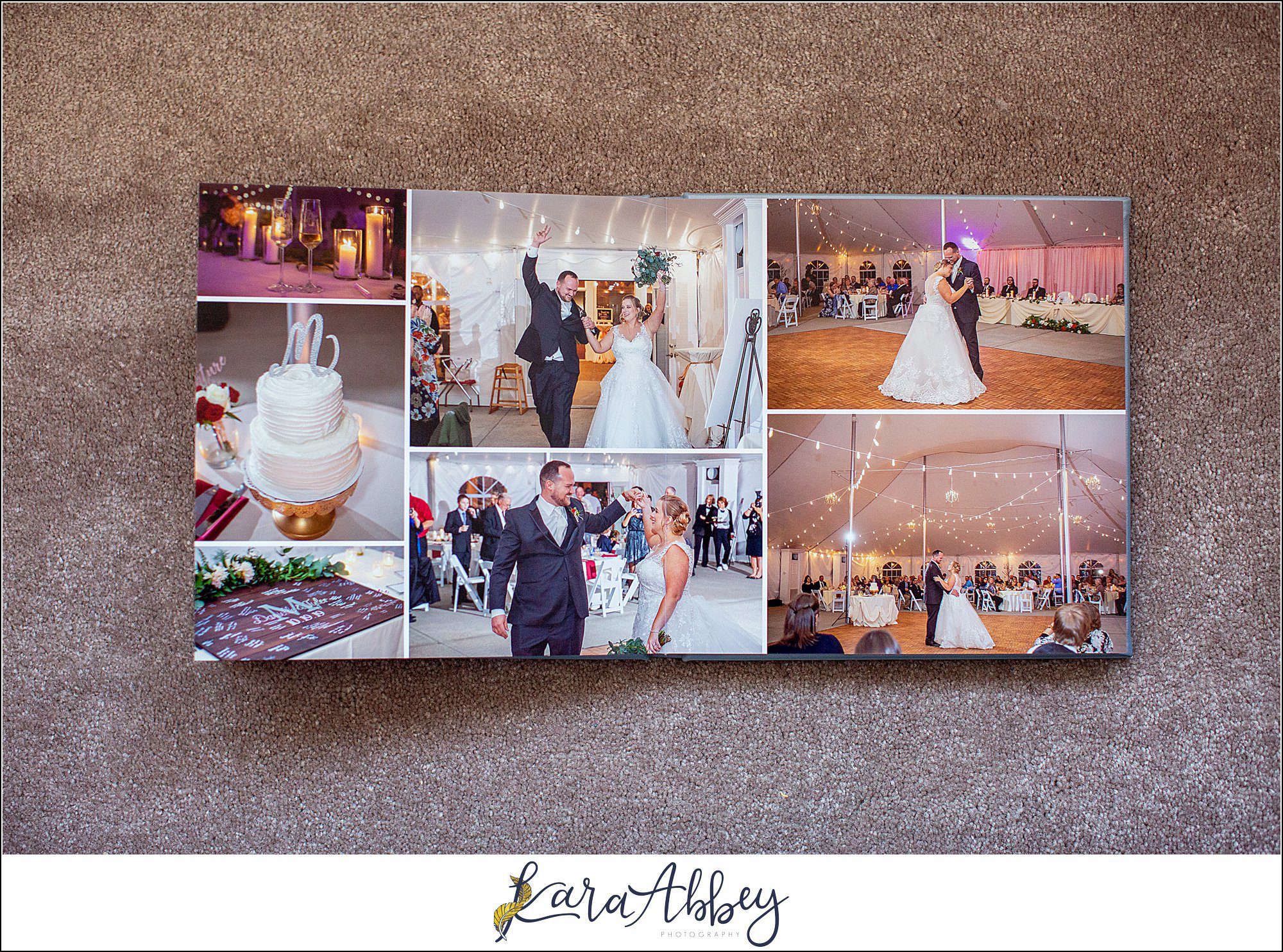 Fine Art Pearlescent Blue Leather Wedding Album from Linden Hall Fall Wedding