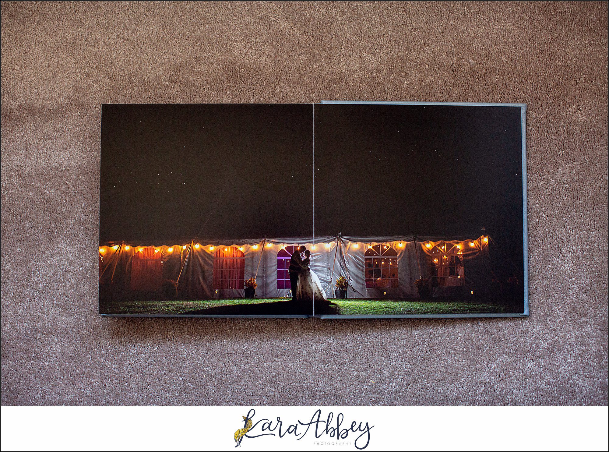 Fine Art Pearlescent Blue Leather Wedding Album from Linden Hall Fall Wedding