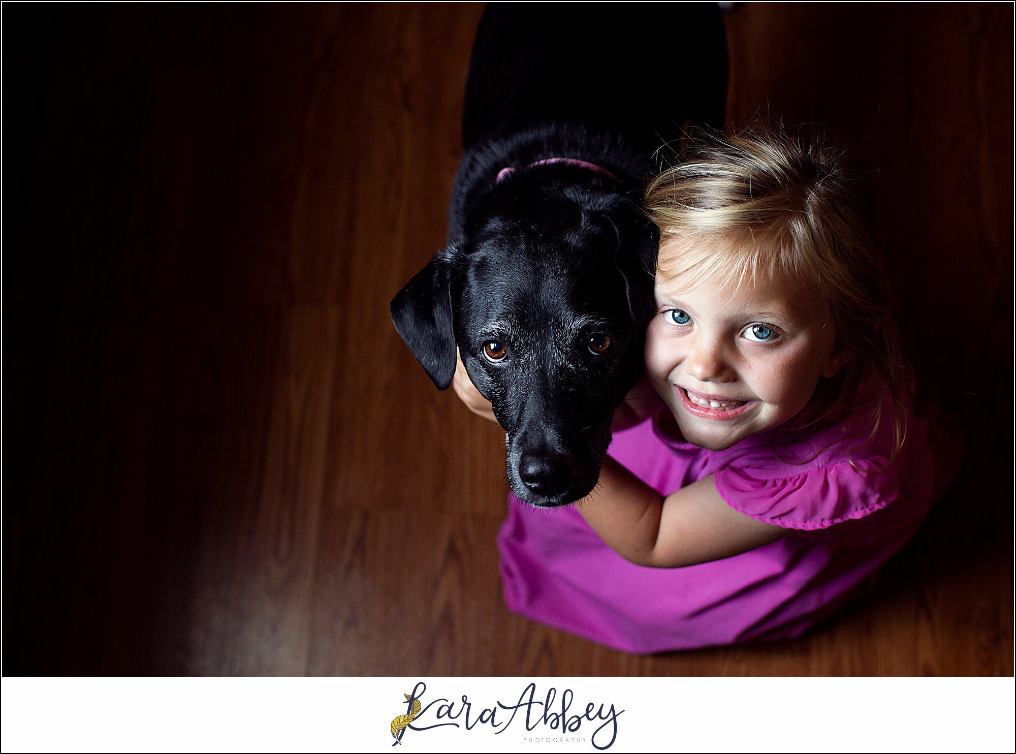 Black Lab and Little Girl Window Light Portrait in Irwin PA