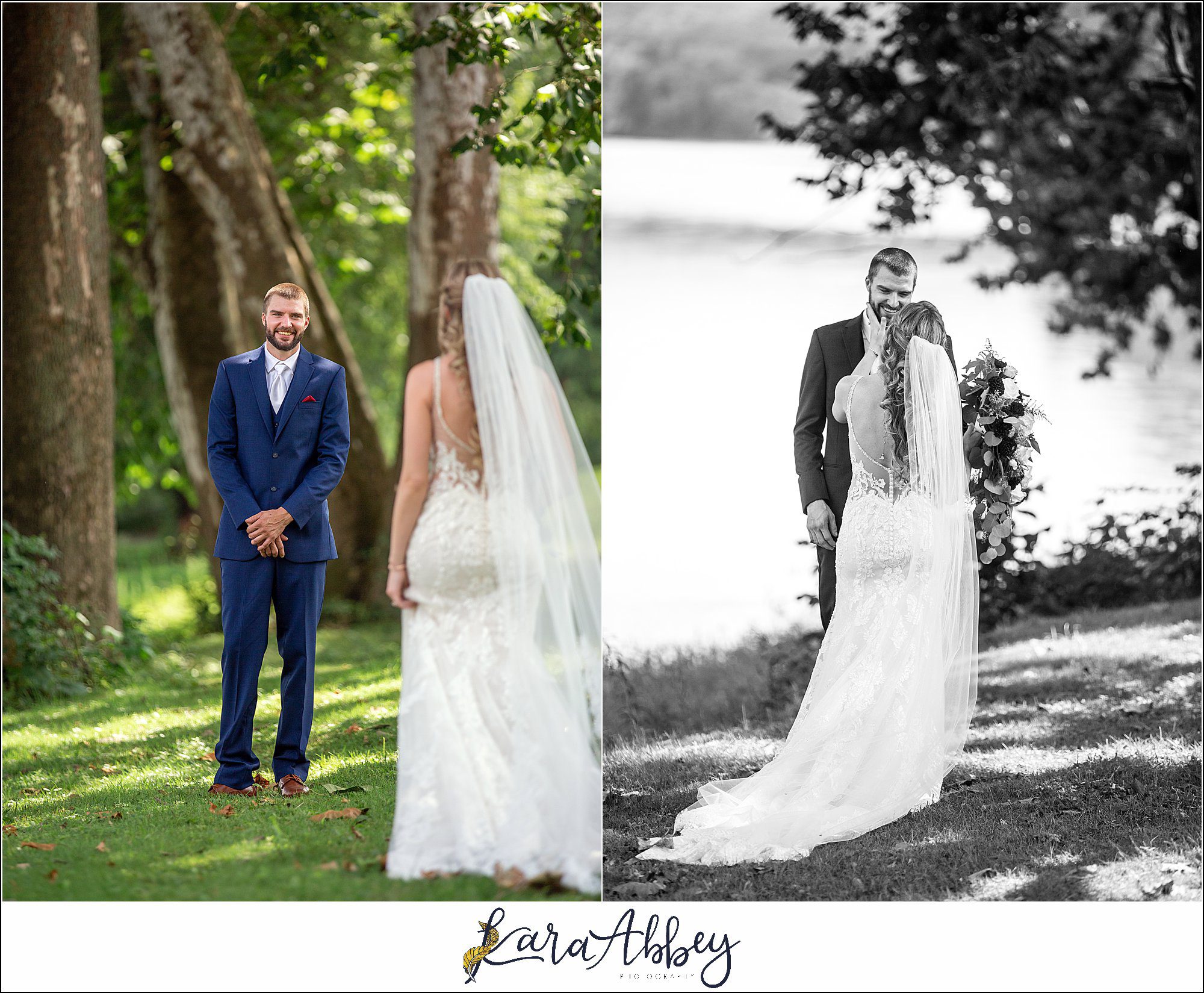 Backyard Red and Navy Summer Wedding on Private Property in PA - First Look