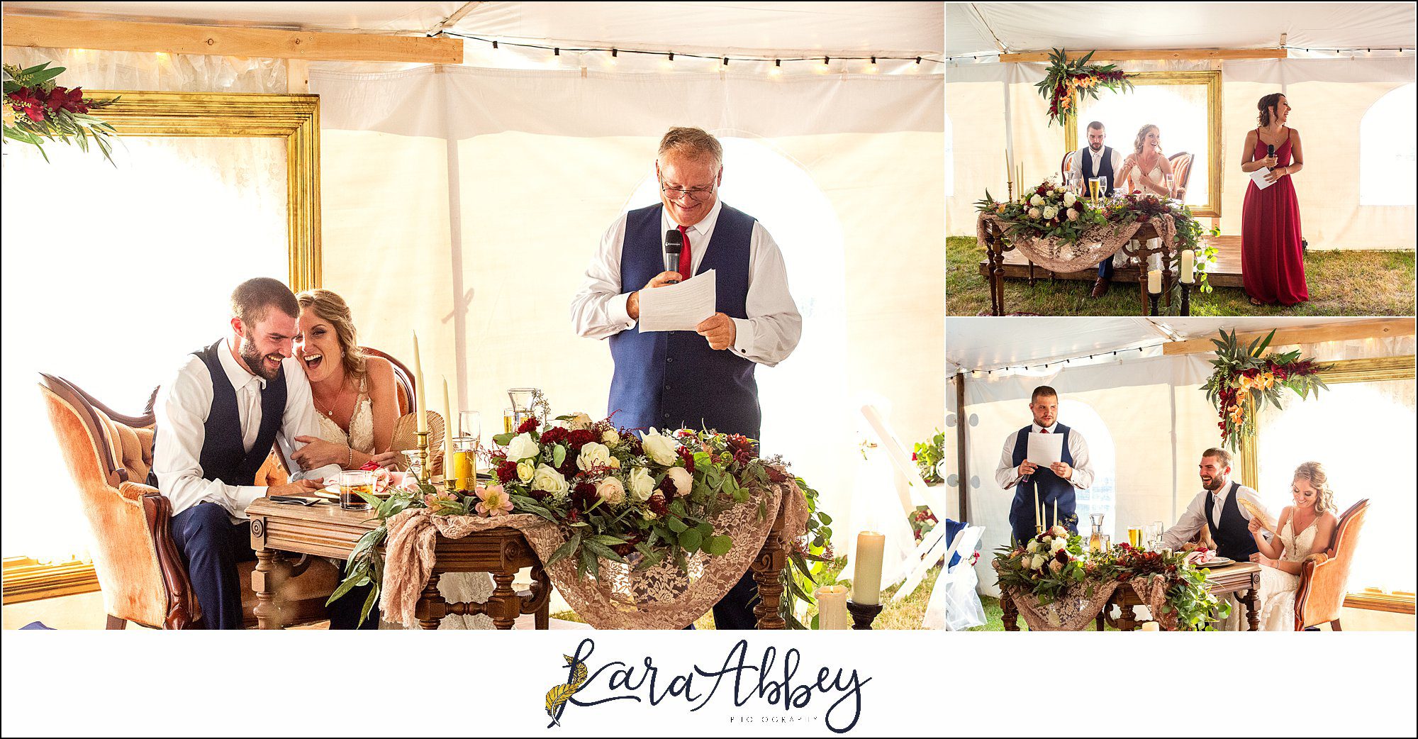 Backyard Red and Navy Summer Wedding on Private Property in PA - Tented Reception