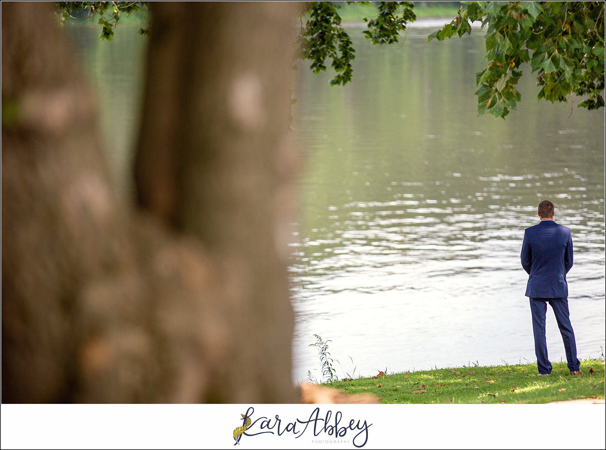 Backyard Red and Navy Summer Wedding on Private Property in PA - First Look