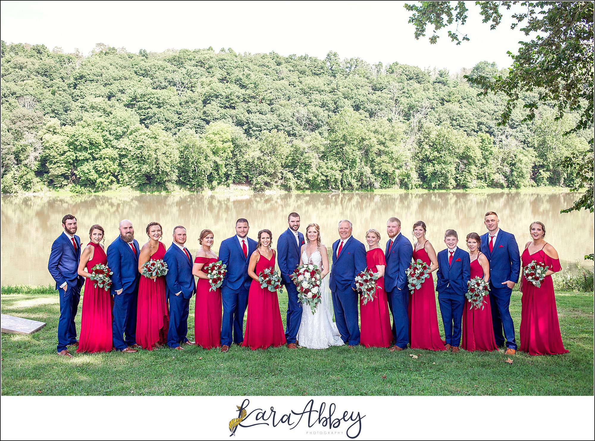 Backyard Red and Navy Summer Wedding on Private Property in PA - Bridal Party Portraits