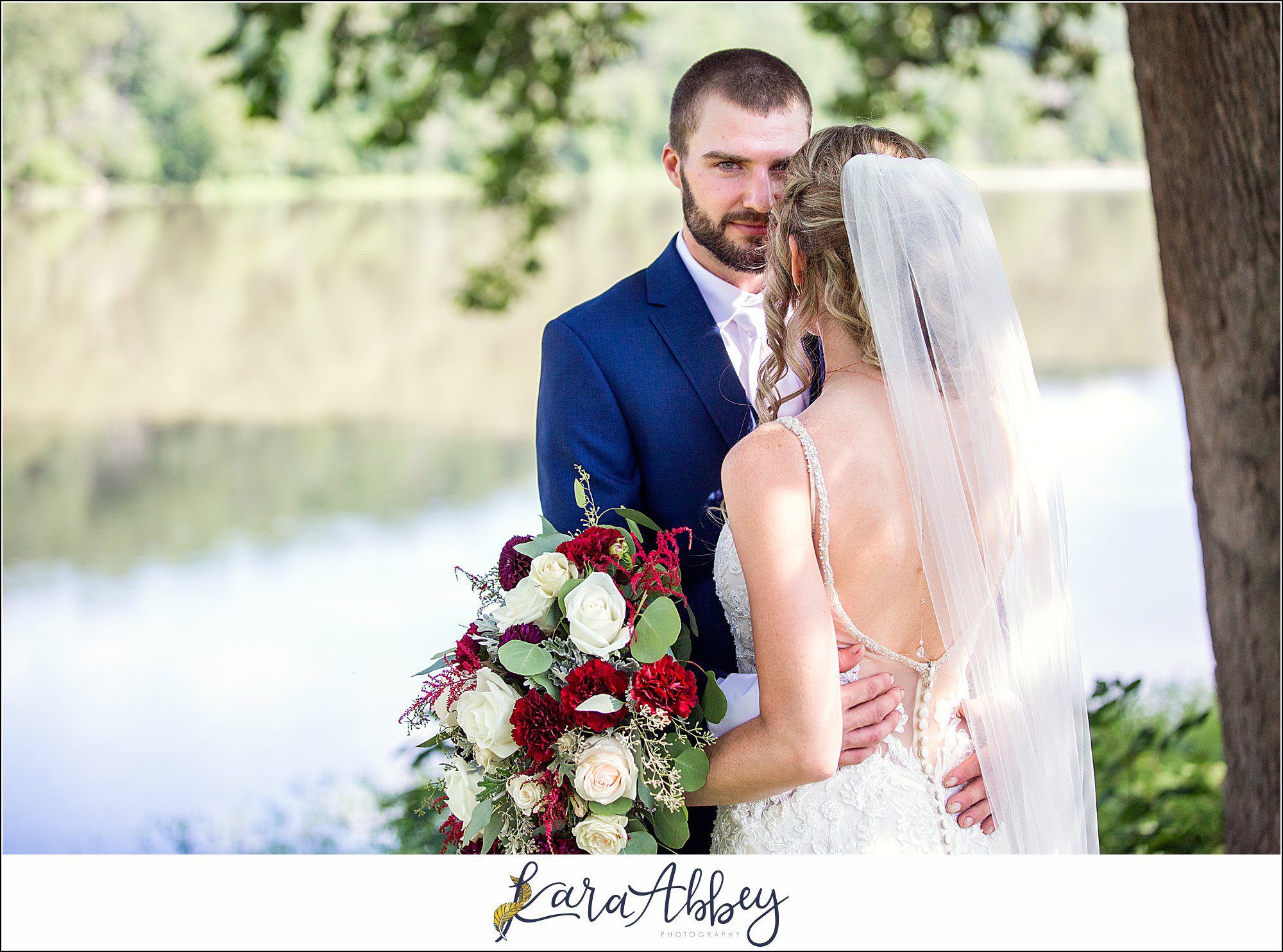 Backyard Red and Navy Summer Wedding on Private Property in PA - Bride & Groom Portraits