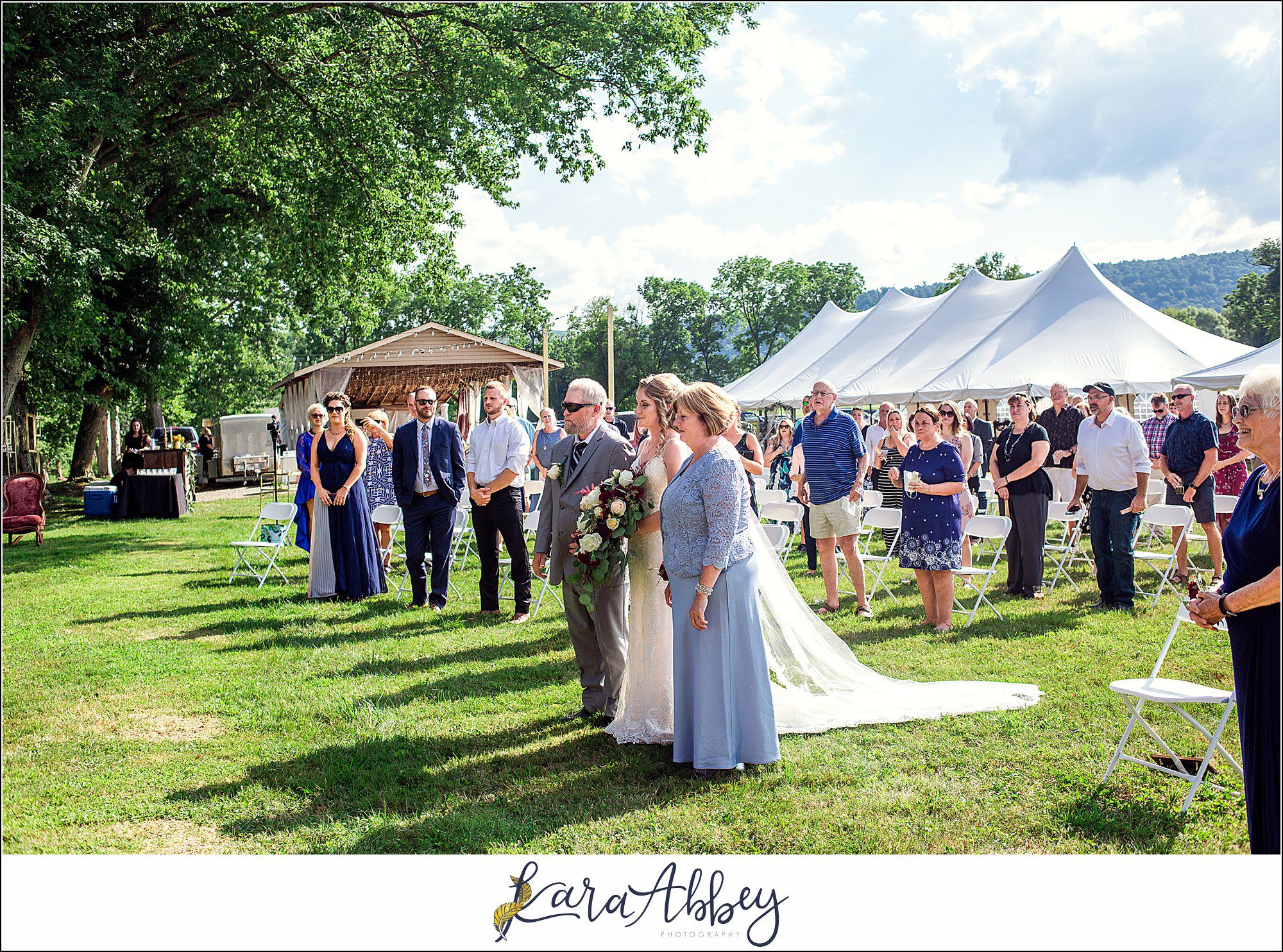 Backyard Red and Navy Summer Wedding on Private Property in PA - Outdoor Ceremony