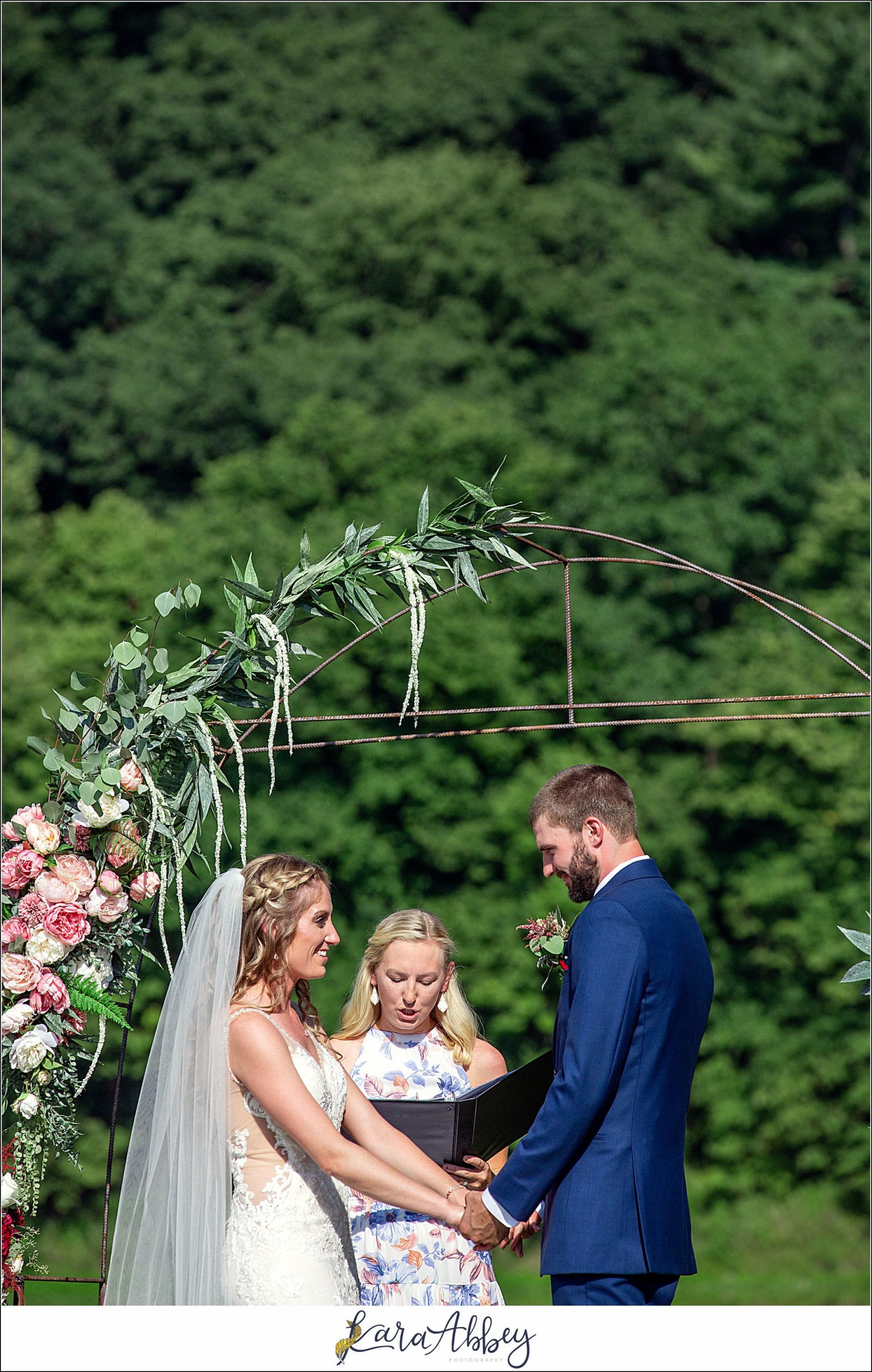 Backyard Red and Navy Summer Wedding on Private Property in PA - Outdoor Ceremony