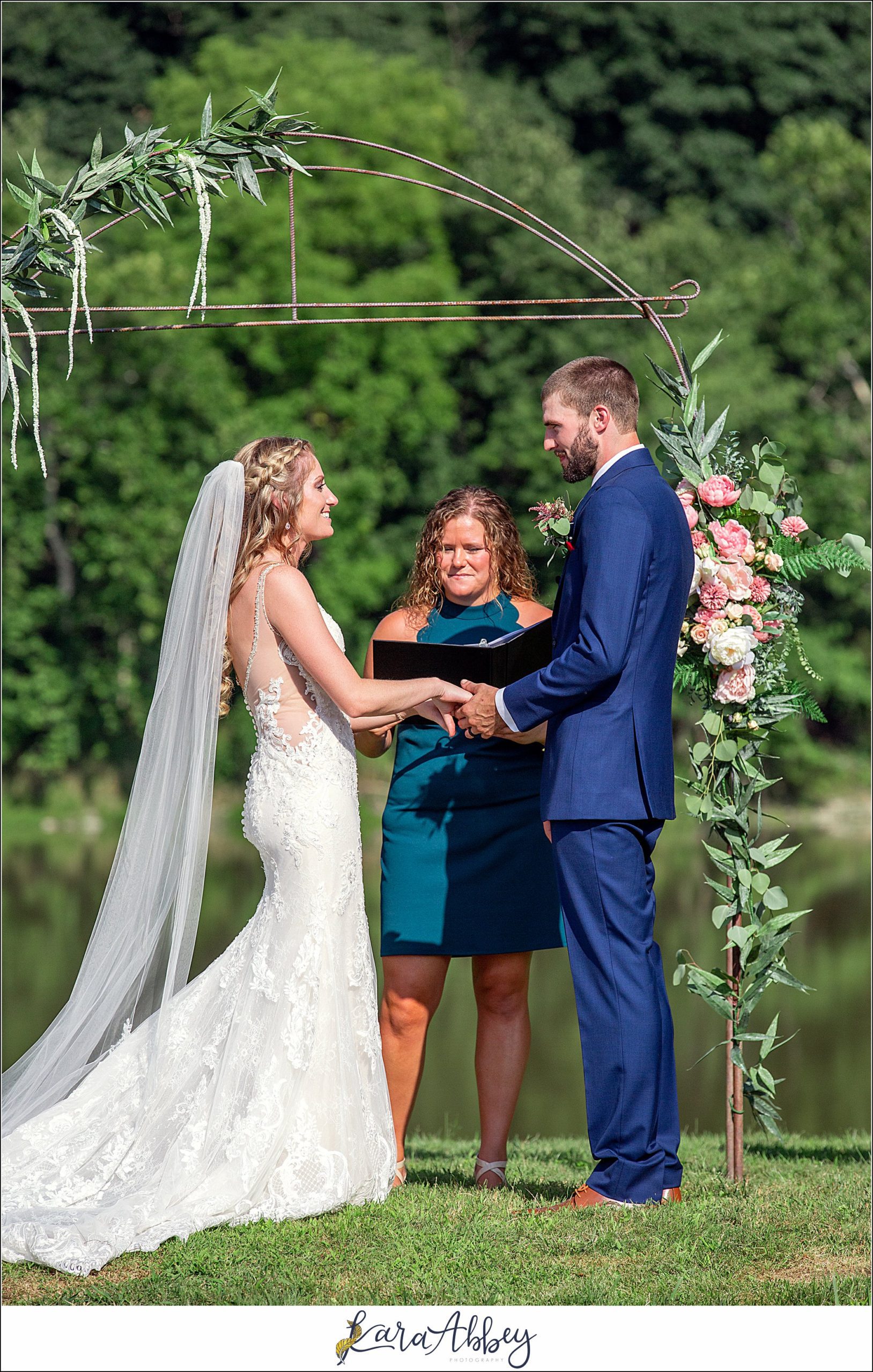 Backyard Red and Navy Summer Wedding on Private Property in PA - Outdoor Ceremony