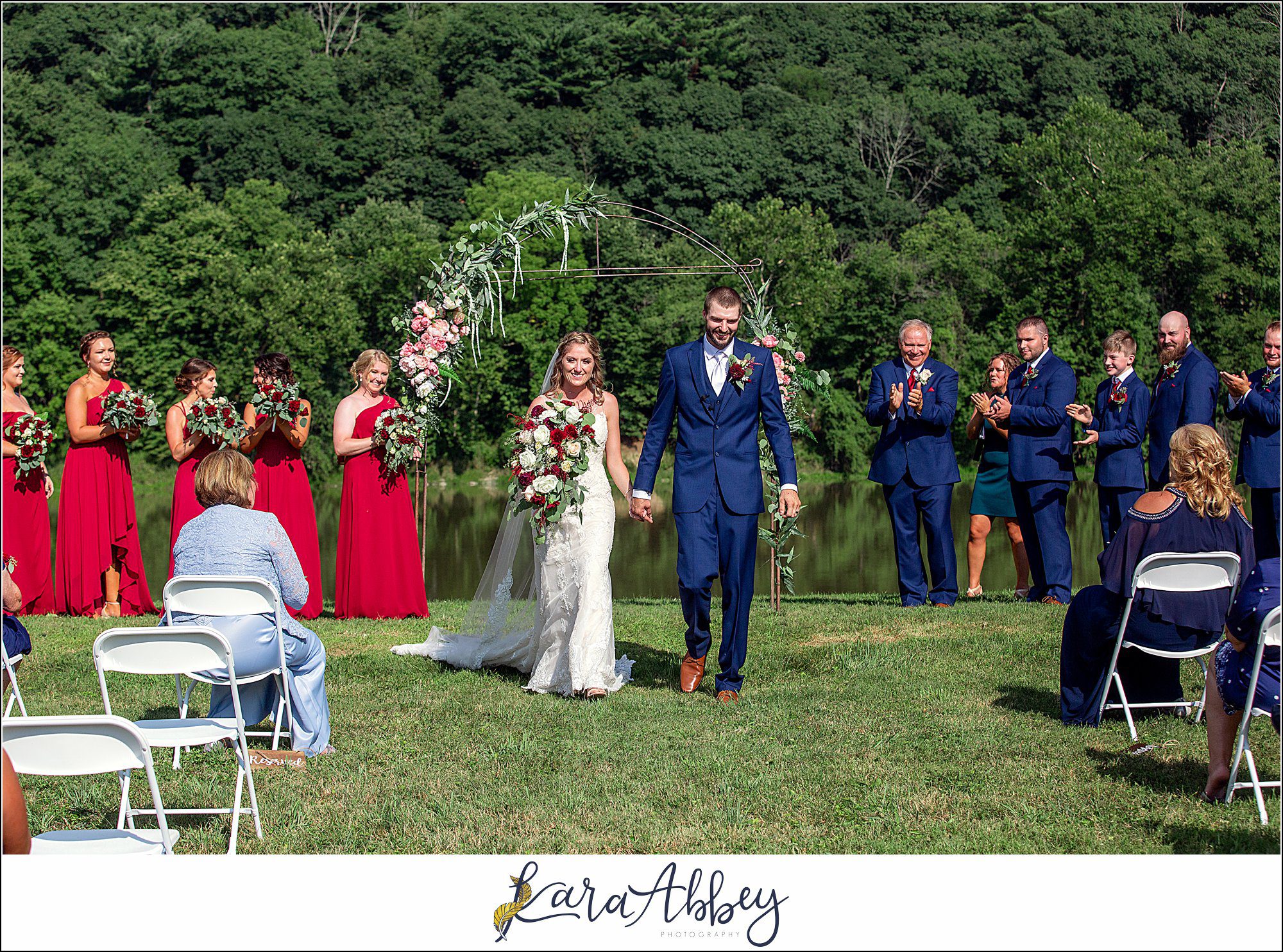 Backyard Red and Navy Summer Wedding on Private Property in PA - Outdoor Ceremony