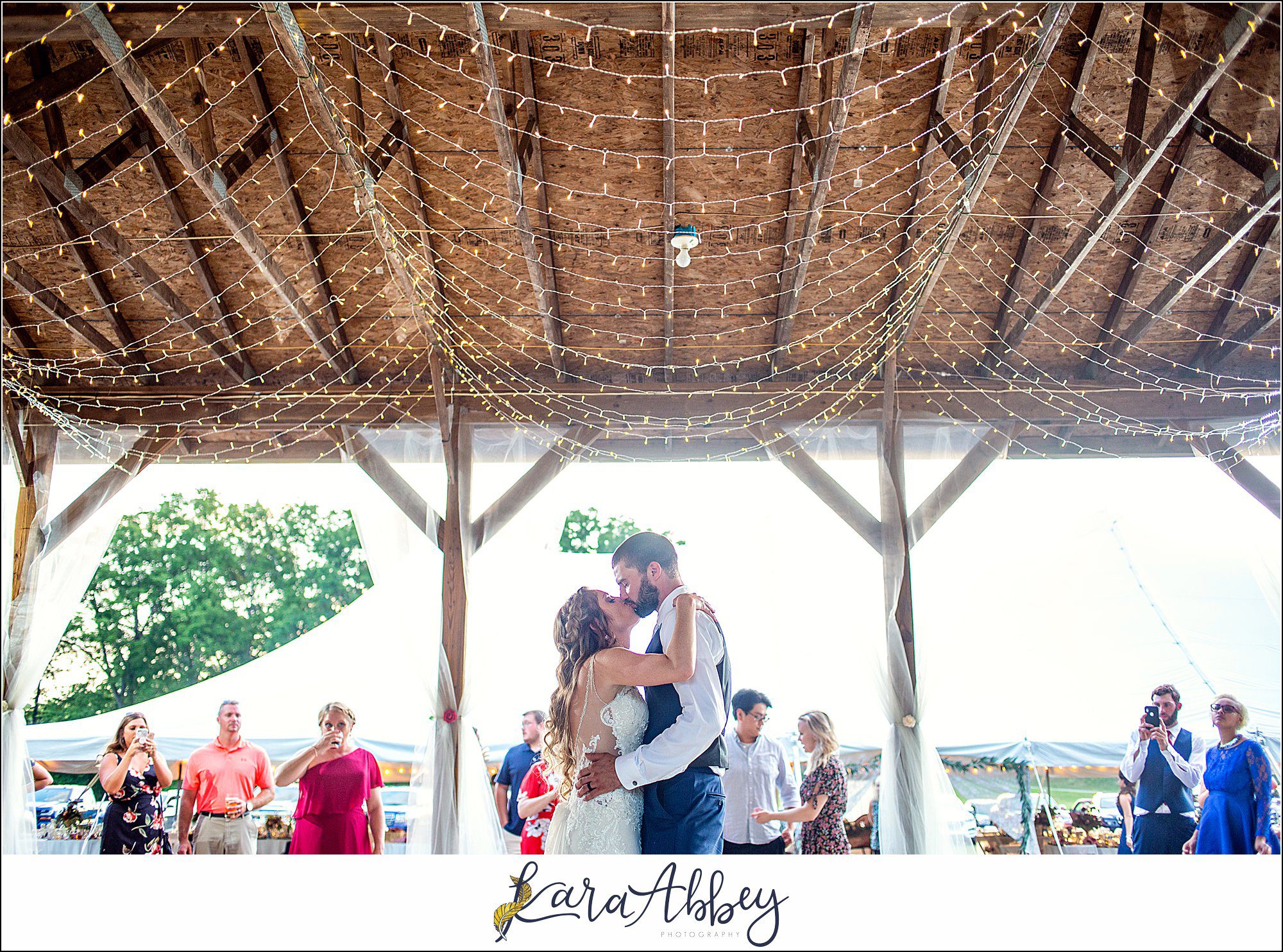 Backyard Red and Navy Summer Wedding on Private Property in PA - Outdoor Reception First Dance