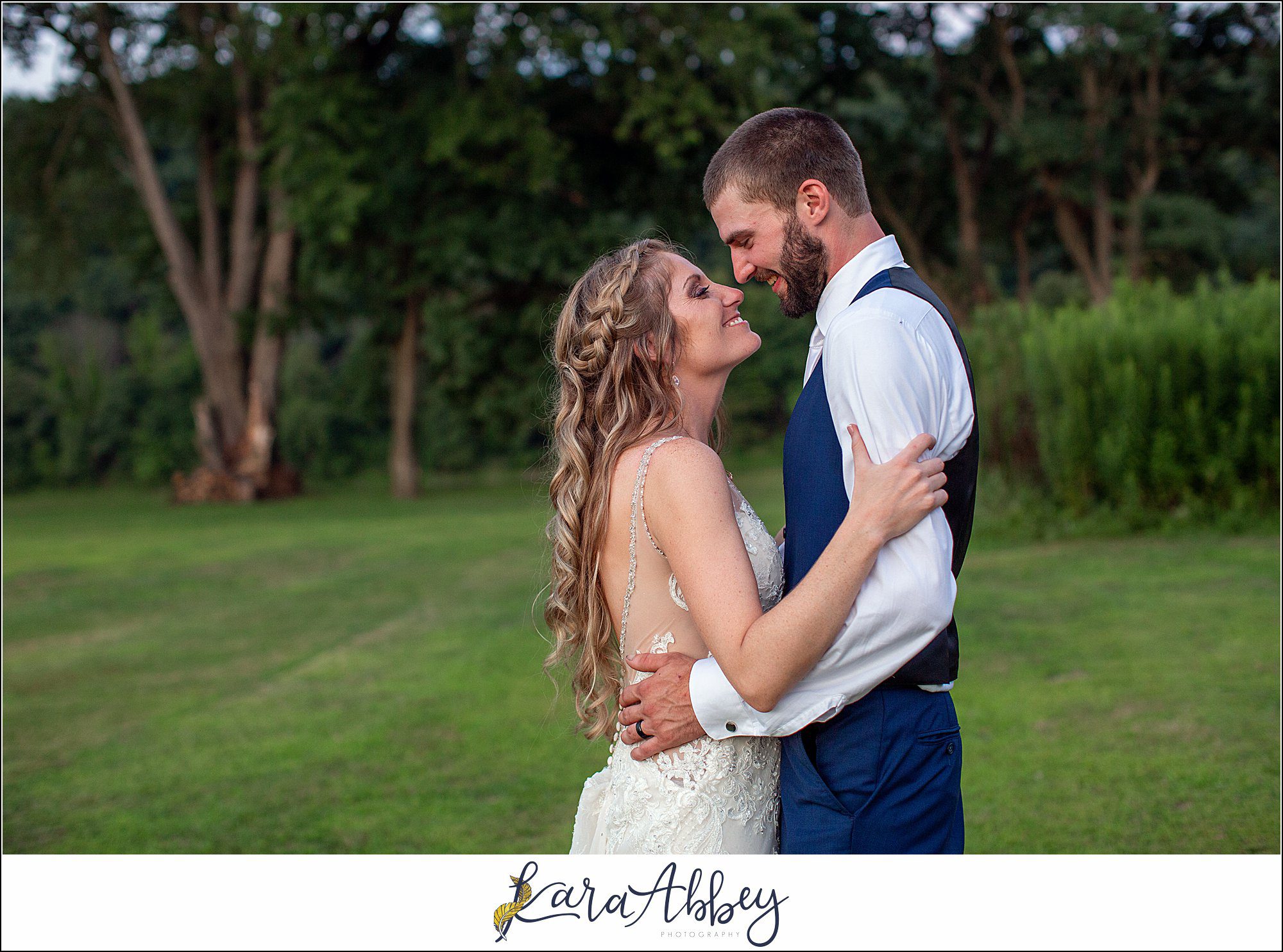 Backyard Red and Navy Summer Wedding on Private Property in PA - Sunset Portraits