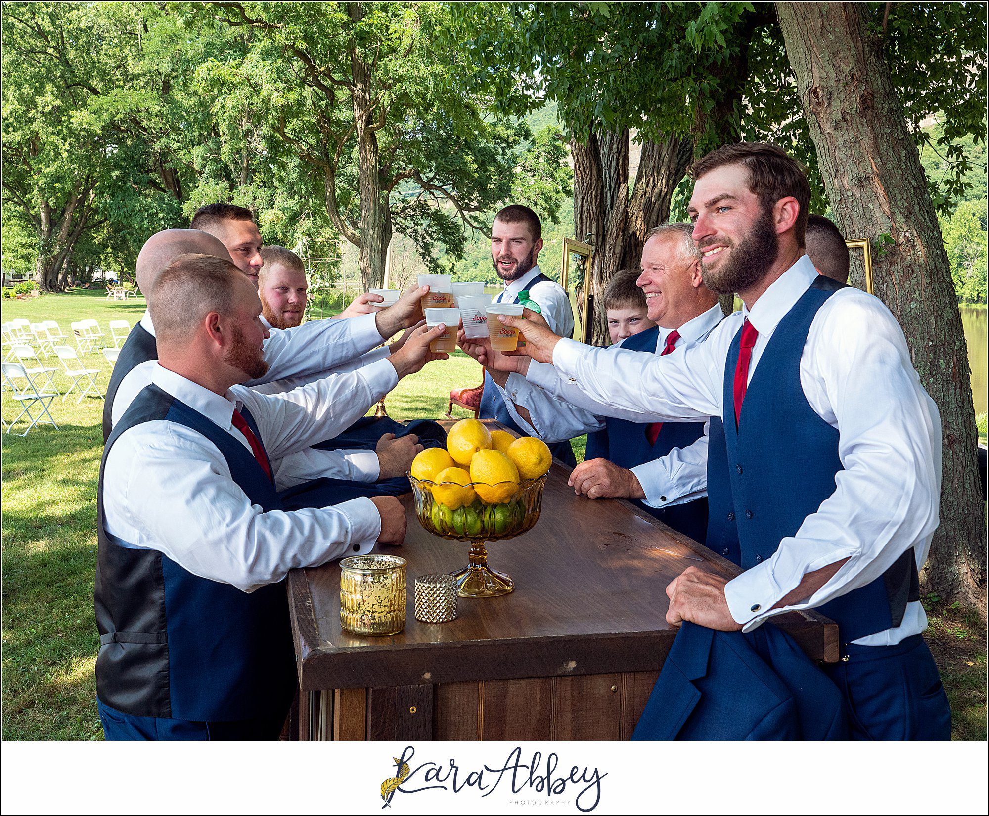 Backyard Red and Navy Summer Wedding on Private Property in PA - Groom Portraits