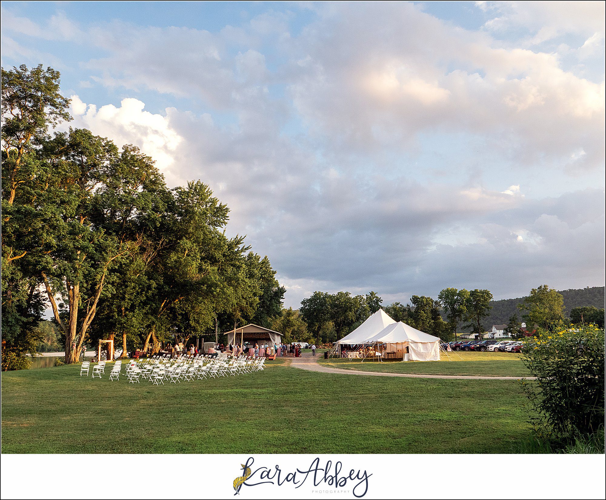 Backyard Red and Navy Summer Wedding on Private Property in PA - Tented Reception Details