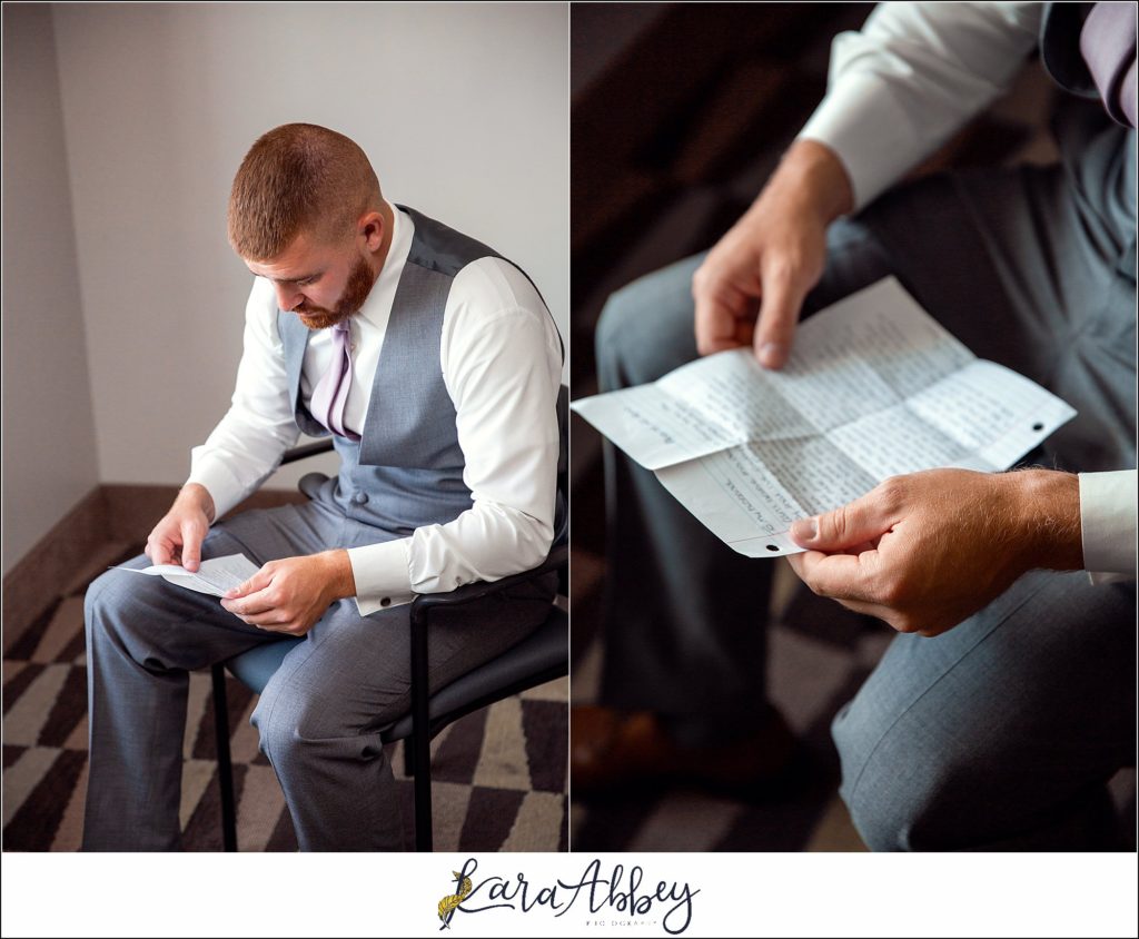 Summer Wedding Celebration at The Gathering Place at Darlington Lake - Bride & Groom Exchanging Letters Before the Ceremony