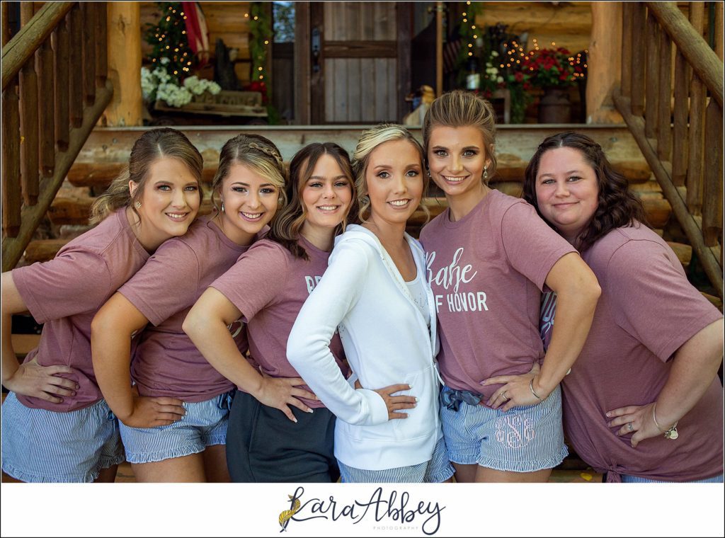 Summer Wedding Celebration at The Gathering Place at Darlington Lake - Bridesmaids & Bride in Matching Shirts