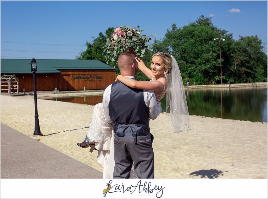 Summer Wedding Celebration at The Gathering Place at Darlington Lake - Post-Ceremony Bride & Groom Portraits