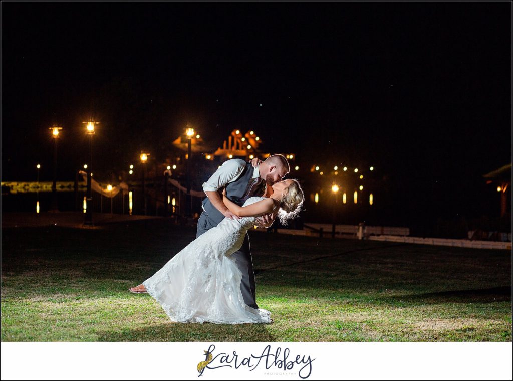 Summer Wedding Celebration at The Gathering Place at Darlington Lake - Night Portraits of Bride & Groom