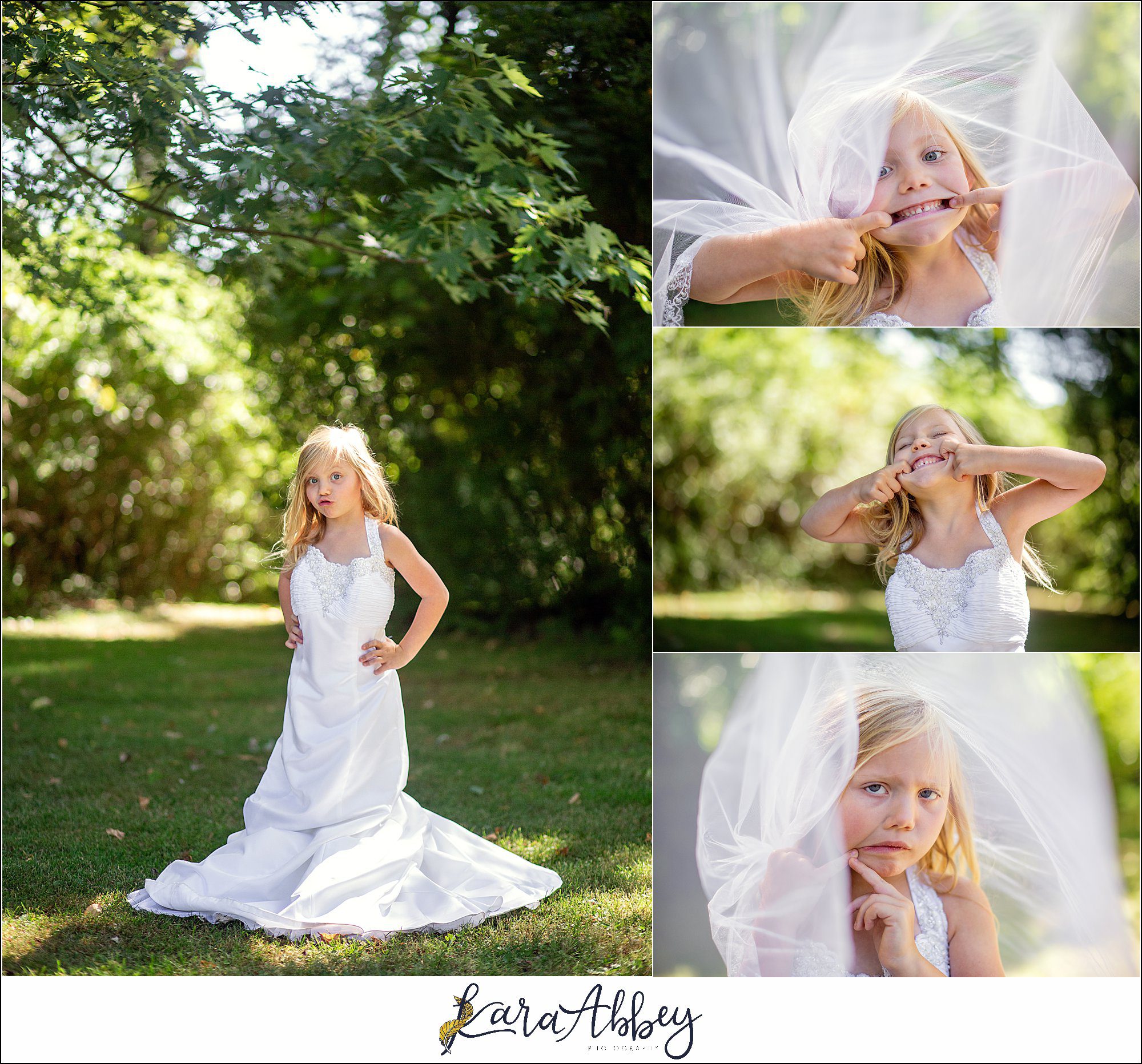 5 Year Old Portraits Dressing Up In Moms Wedding Dress in Irwin PA
