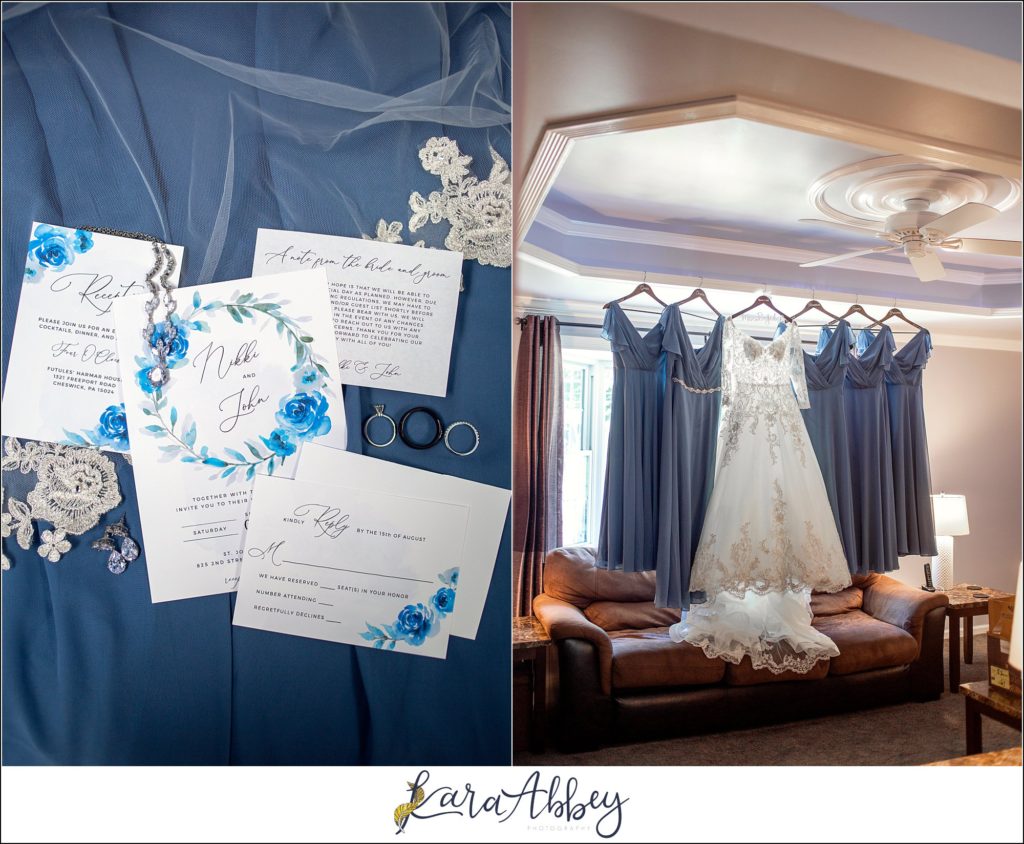 Dusty Blue Summer Wedding in Verona, PA - Bride Getting Ready at Home