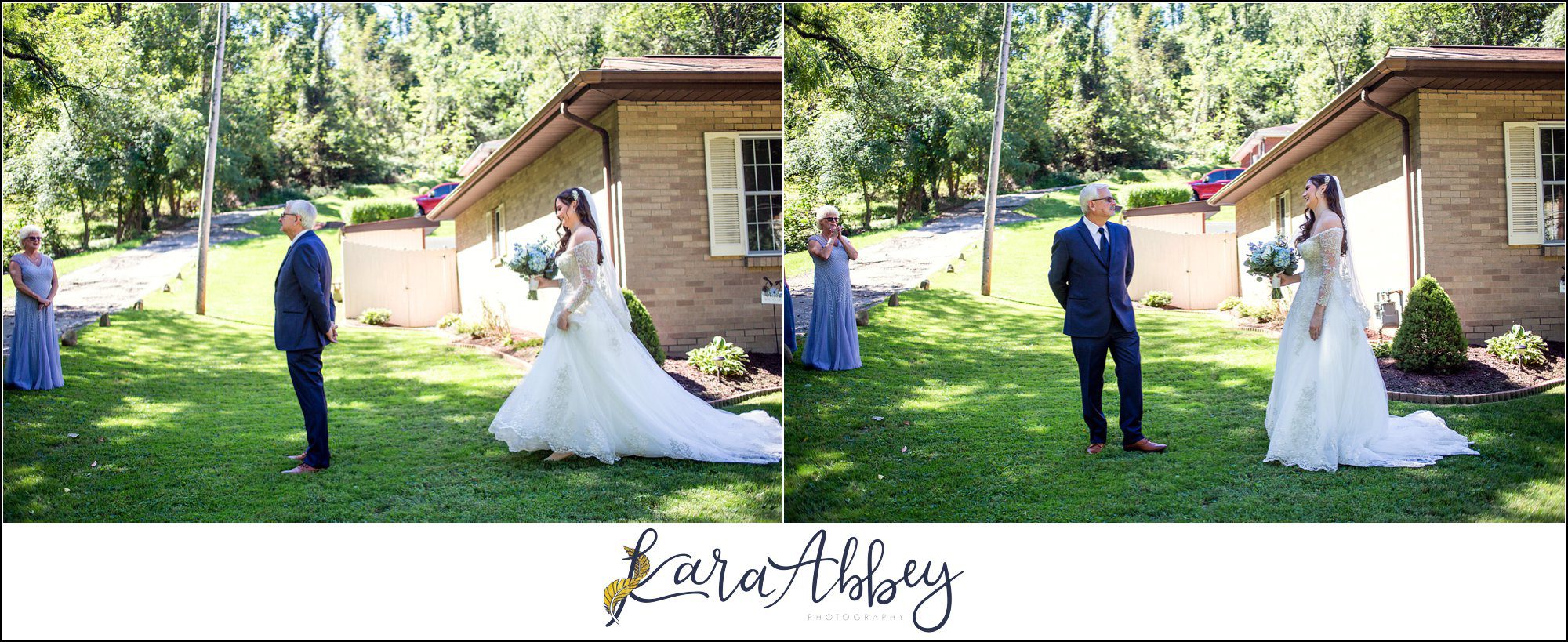 Dusty Blue Summer Wedding in Verona, PA - First Look with Bride & her Dad