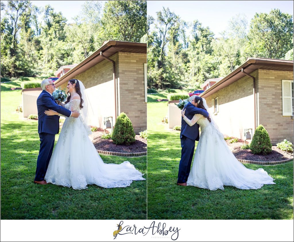 Dusty Blue Summer Wedding in Verona, PA - First Look with Bride & her Dad