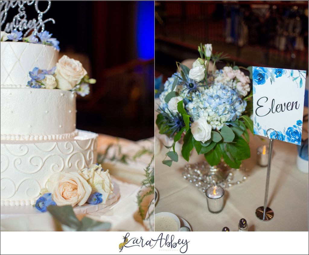 Dusty Blue Summer Wedding Reception at the Pittsburgh Shrine Center in Cheswick, PA