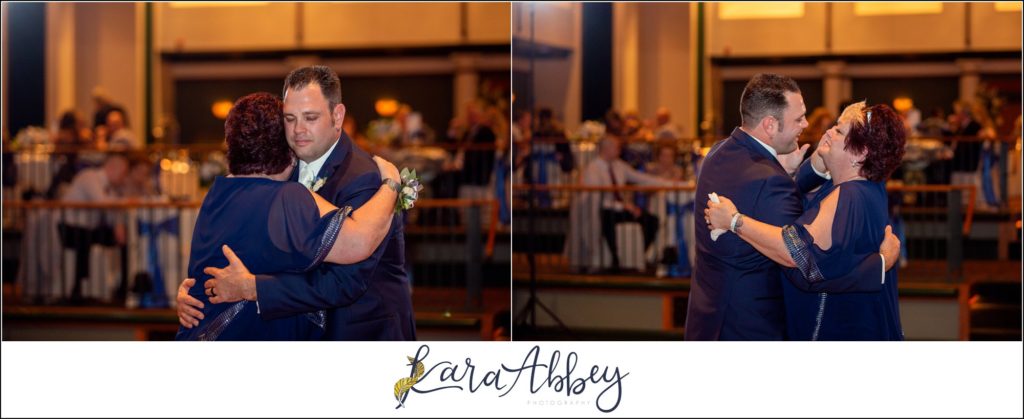 Dusty Blue Summer Wedding Reception at the Pittsburgh Shrine Center in Cheswick, PA
