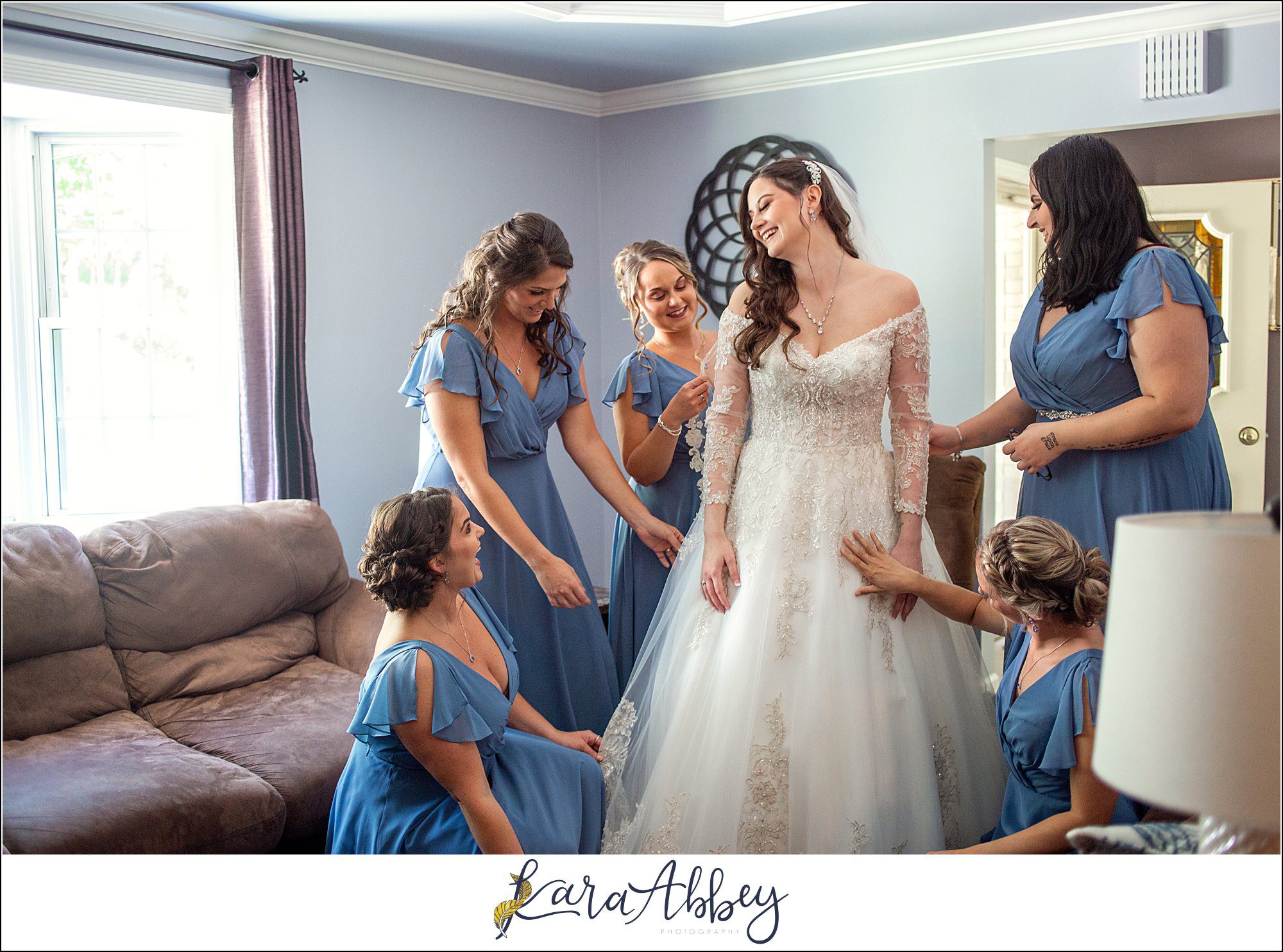 Dusty Blue Summer Wedding in Verona, PA - Bride Getting Ready at Home