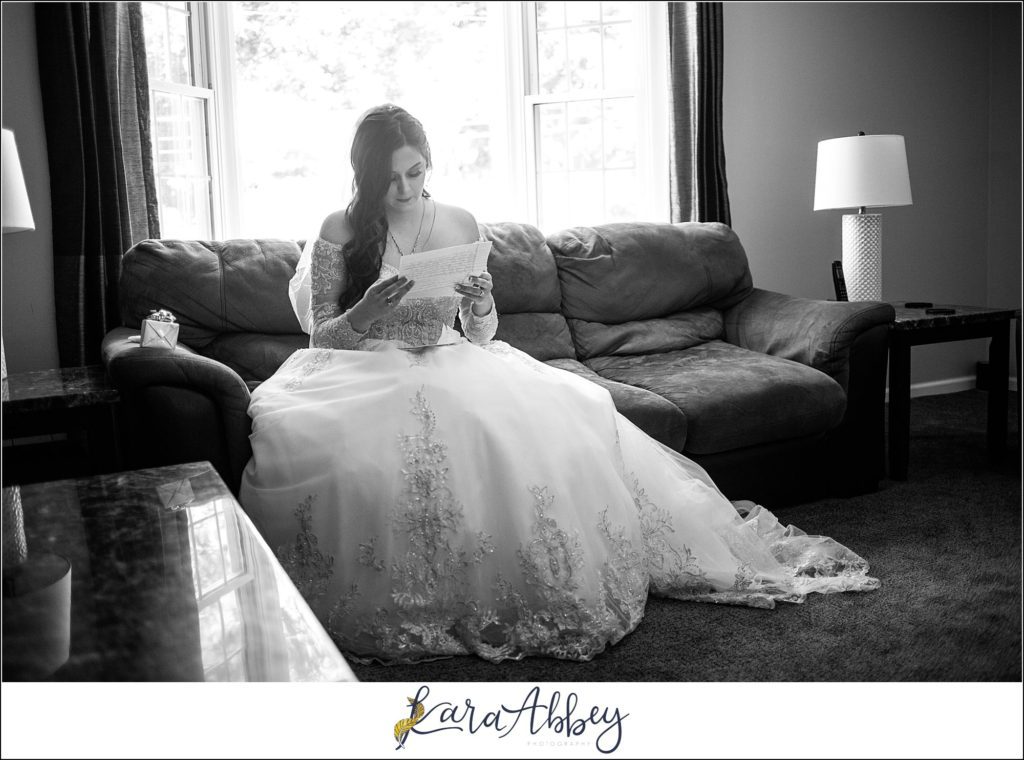 Dusty Blue Summer Wedding in Verona, PA - Reading Letter from Groom