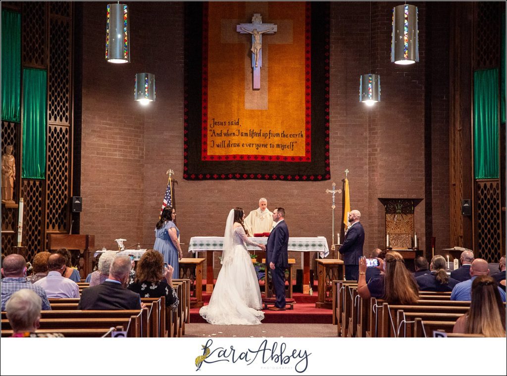 Dusty Blue Summer Wedding Ceremony at St. Joseph's Parish in Verona, PA