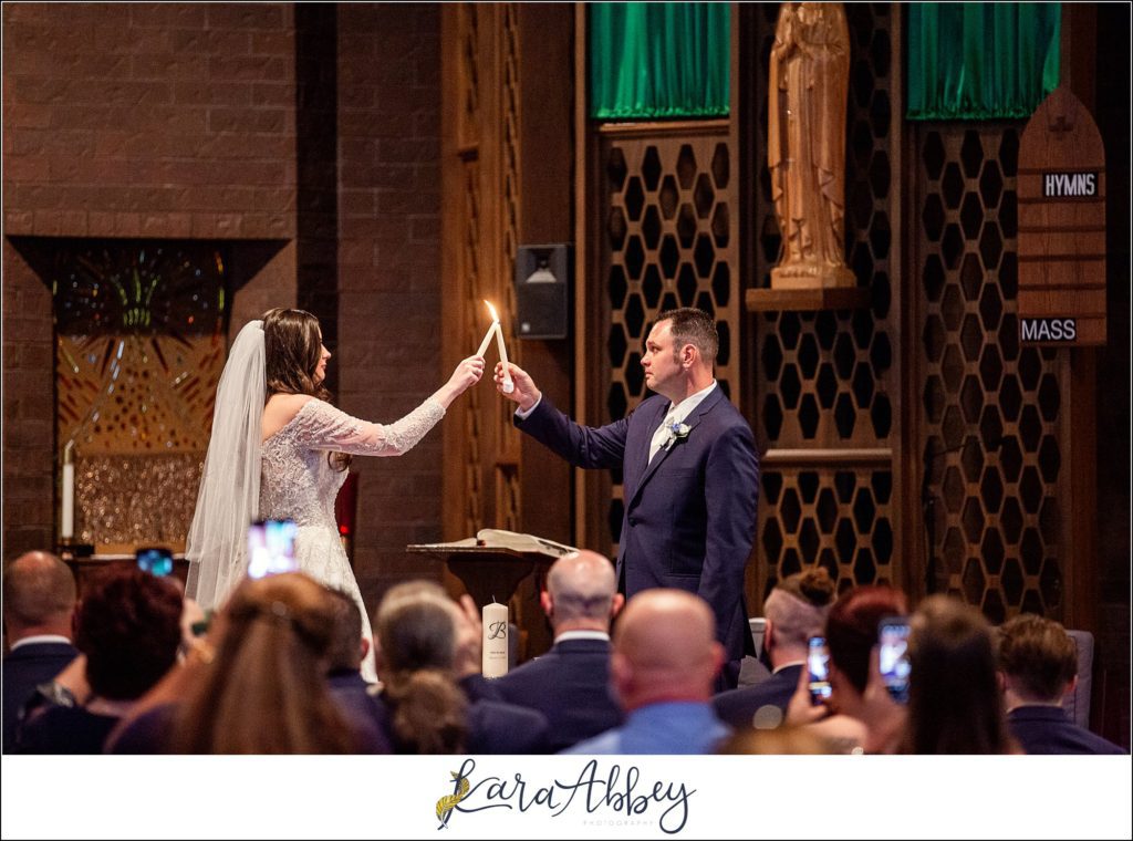 Dusty Blue Summer Wedding Ceremony at St. Joseph's Parish in Verona, PA
