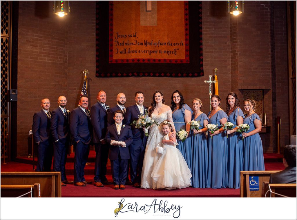 Dusty Blue Summer Wedding Ceremony at St. Joseph's Parish in Verona, PA
