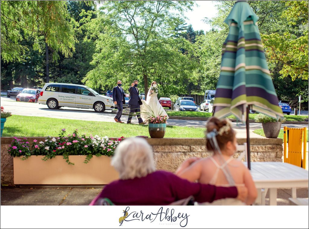 Dusty Blue Summer Wedding - Stopping to see the Groom's Grandma on the way to the Reception