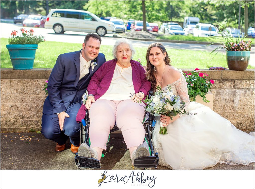 Dusty Blue Summer Wedding - Stopping to see the Groom's Grandma on the way to the Reception