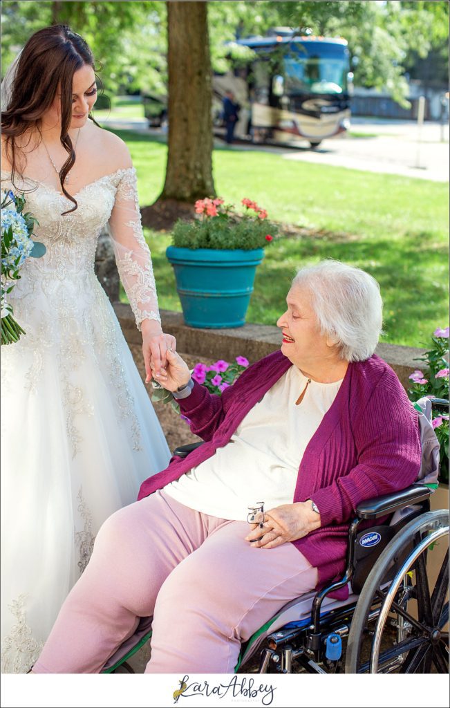 Dusty Blue Summer Wedding - Stopping to see the Groom's Grandma on the way to the Reception