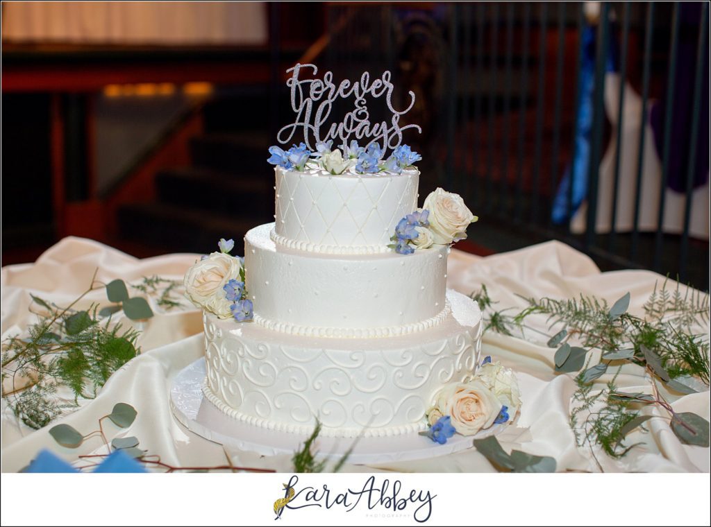 Dusty Blue Summer Wedding Reception at the Pittsburgh Shrine Center in Cheswick, PA