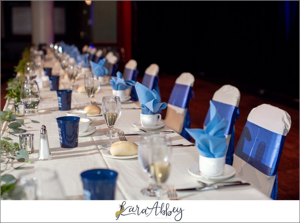 Dusty Blue Summer Wedding Reception at the Pittsburgh Shrine Center in Cheswick, PA