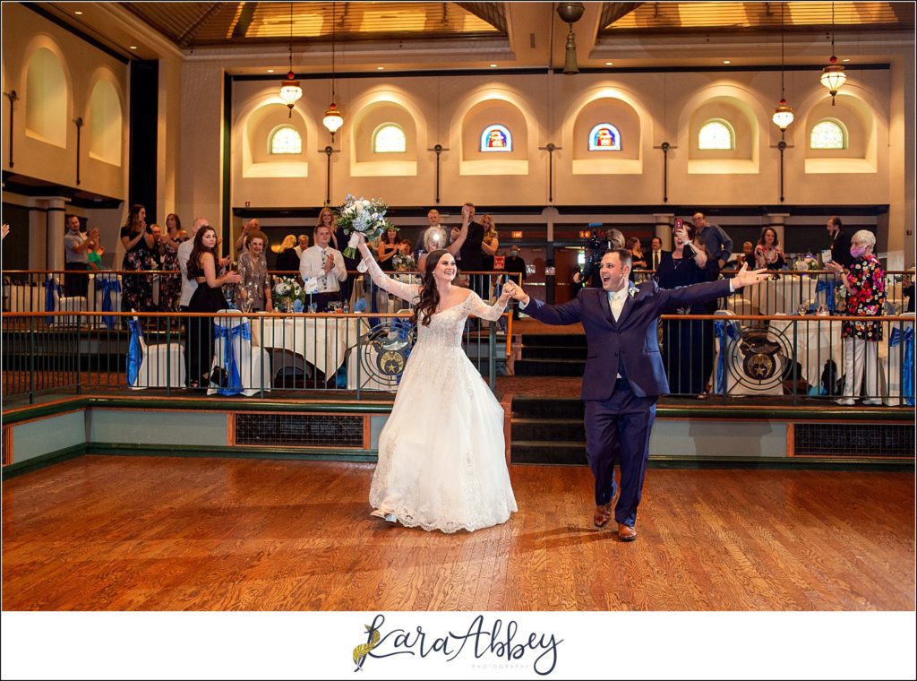 Dusty Blue Summer Wedding Reception at the Pittsburgh Shrine Center in Cheswick, PA - Grand Introductions as Husband & Wife