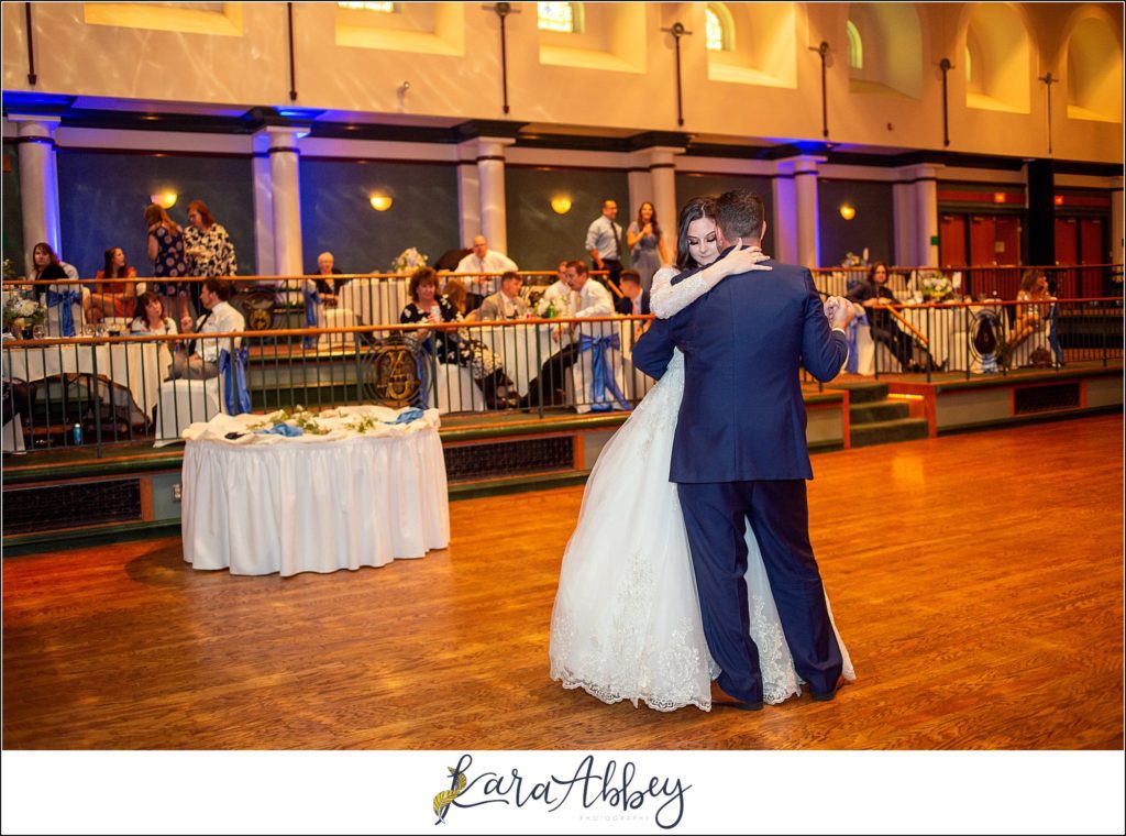 Dusty Blue Summer Wedding Reception at the Pittsburgh Shrine Center in Cheswick, PA