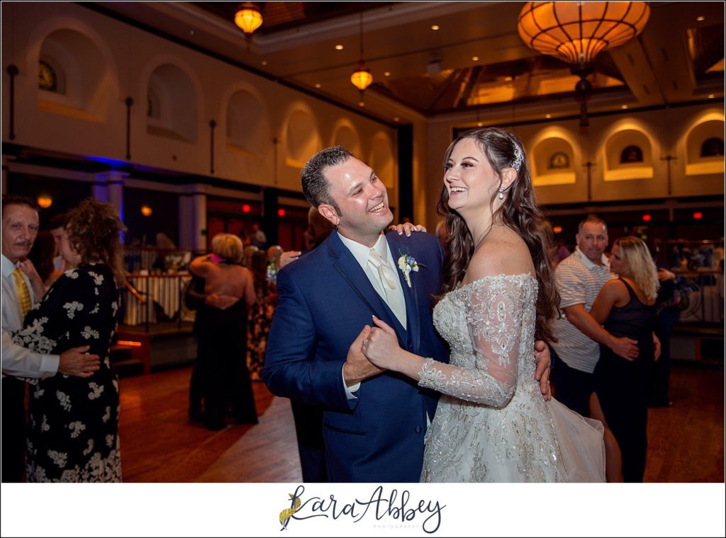 Dusty Blue Summer Wedding Reception at the Pittsburgh Shrine Center in Cheswick, PA