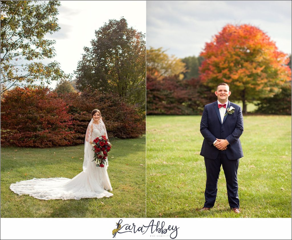 Burgundy & Navy Fall Wedding in Johnstown, PA - Bride & Groom & Bridal Party Portraits at Sandyville Memorial Gardens