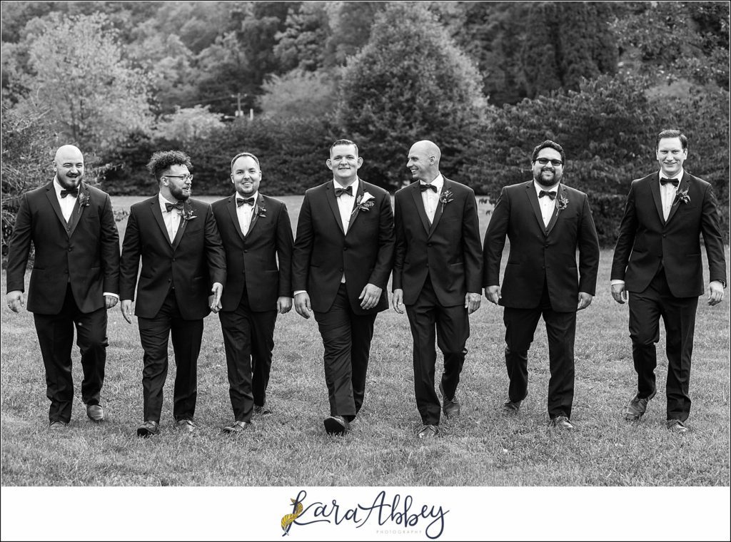 Burgundy & Navy Fall Wedding in Johnstown, PA - Bride & Groom & Bridal Party Portraits at Sandyville Memorial Gardens