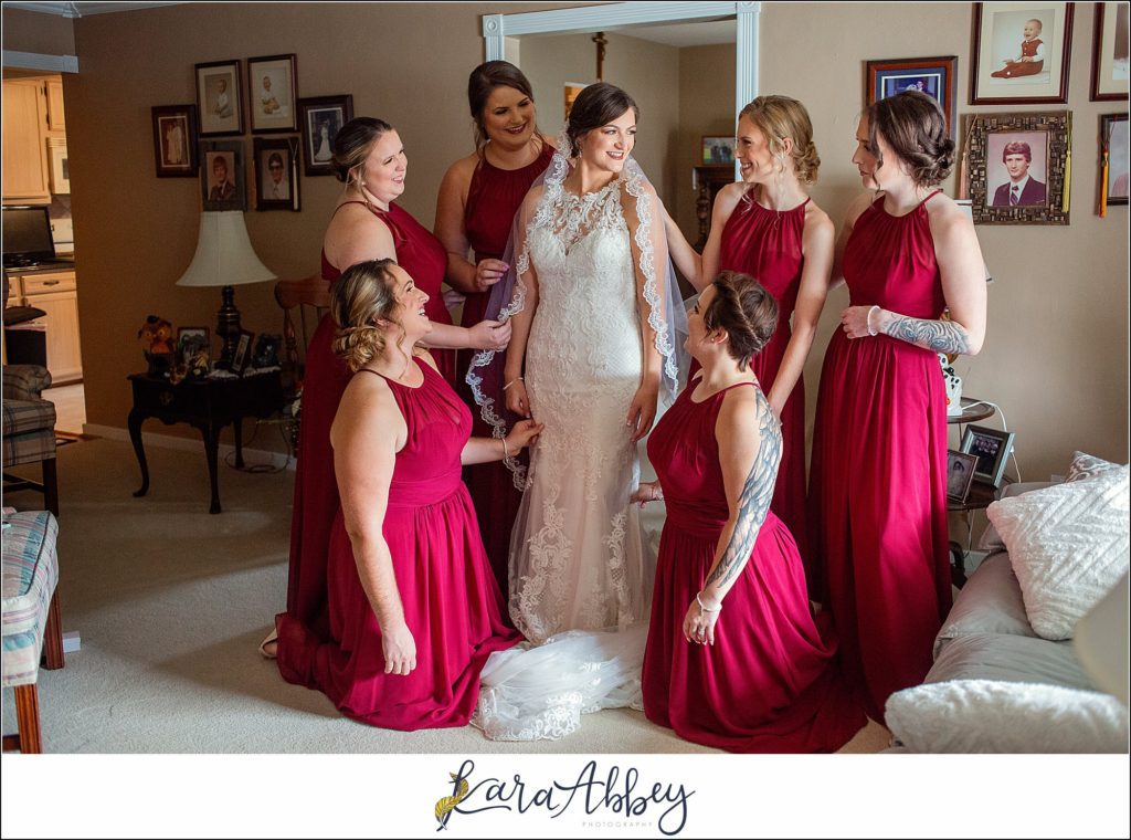 Burgundy & Navy Fall Wedding in Johnstown, PA - Bride Getting Ready at Grandma's House