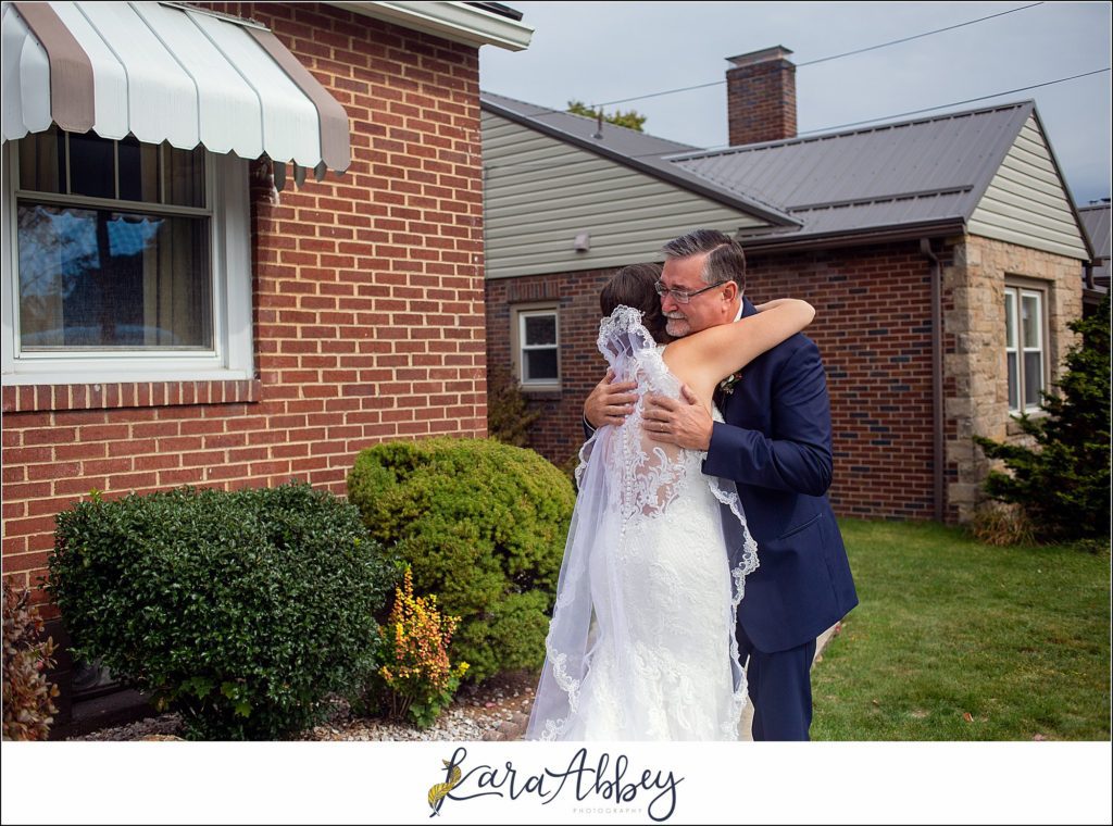 Burgundy & Navy Fall Wedding in Johnstown, PA - Bride's First Look with Dad
