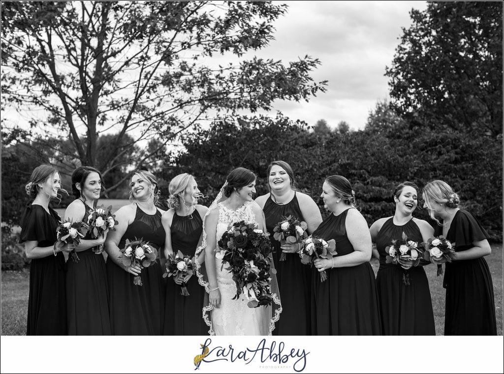 Burgundy & Navy Fall Wedding in Johnstown, PA - Bride & Groom & Bridal Party Portraits at Sandyville Memorial Gardens